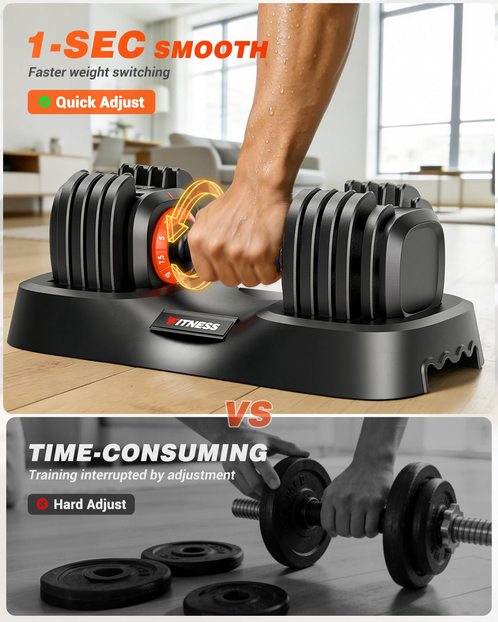 Rendpas Adjustable Dumbbell Set for Home Gym Strength Training
