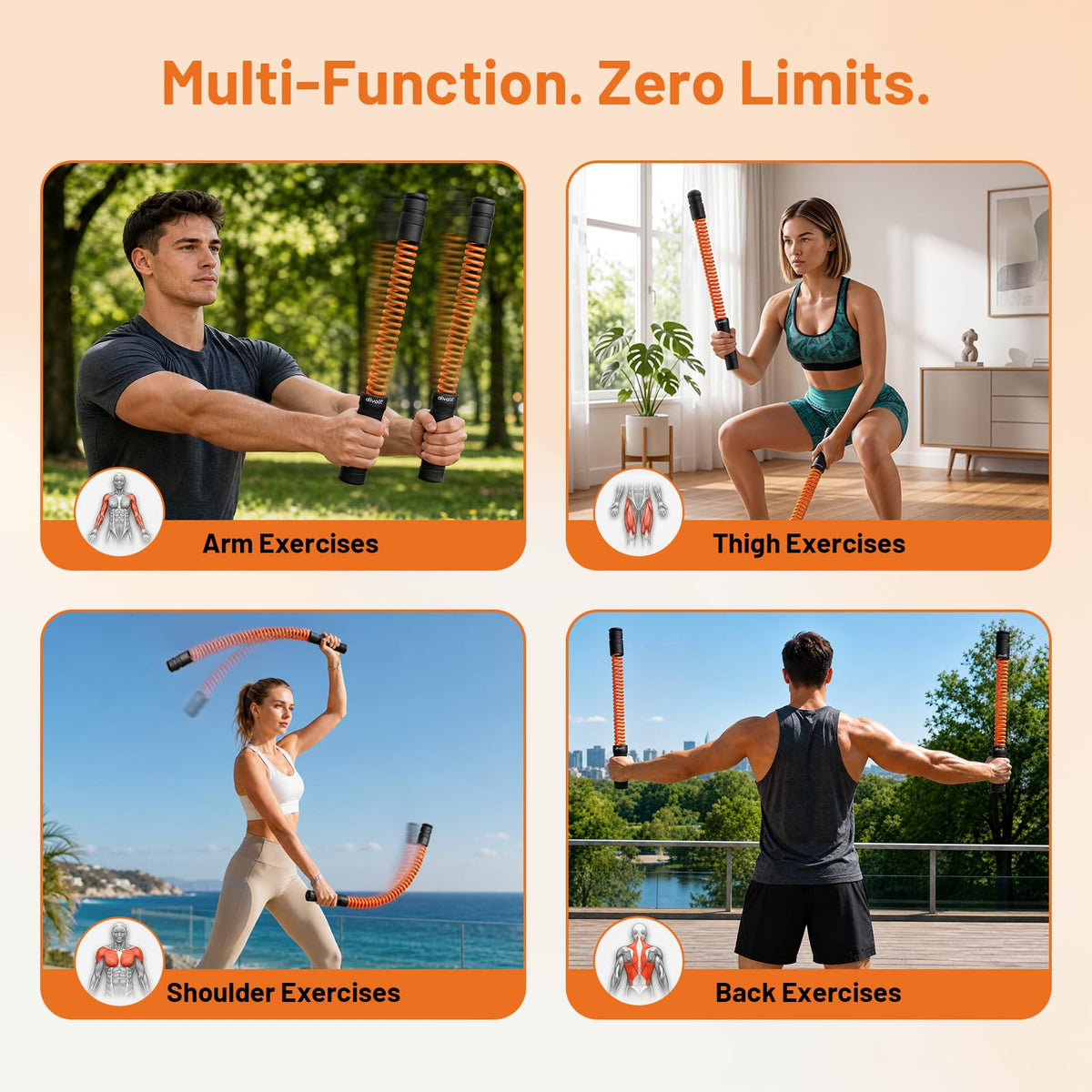 ATIVAFIT Ropeless Battle Ropes for HIIT & Strength Training