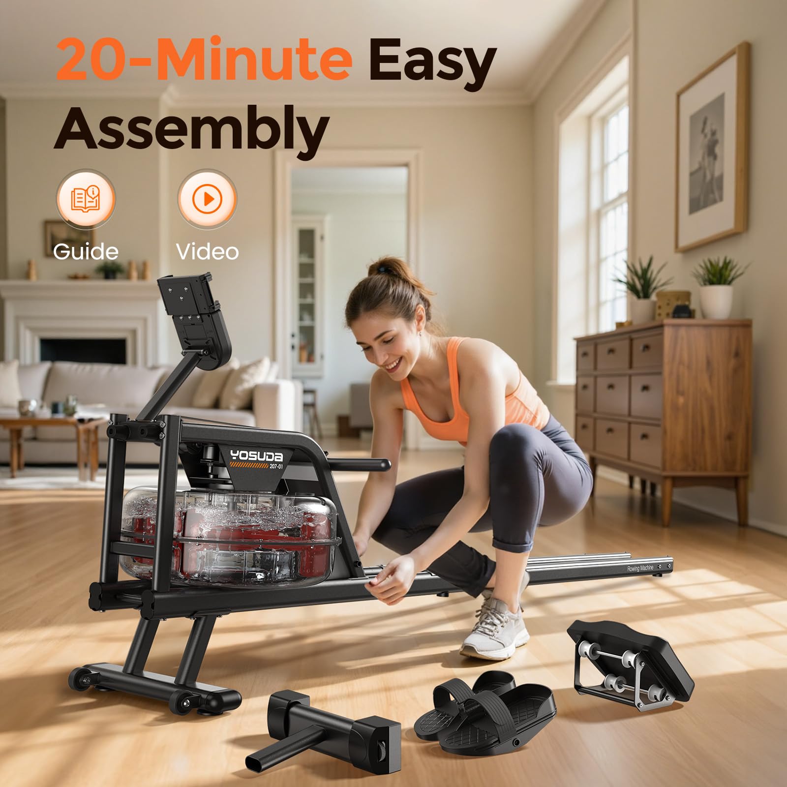 YOSUDA Rowing Machine for Home, Magnetic Rower with 16-Level Resistance
