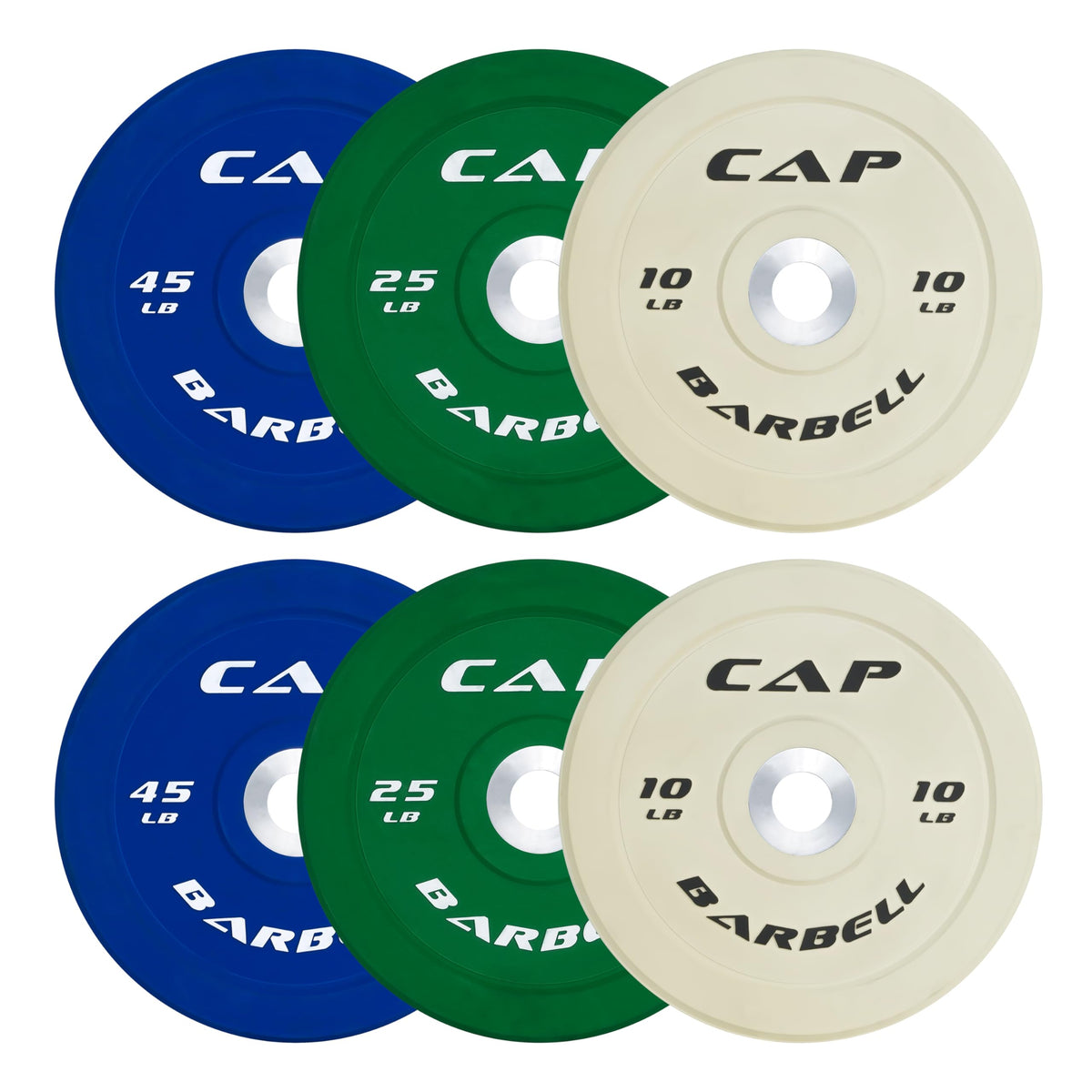 CAP Olympic Bumper Plate Weight Set 100–370 lb
