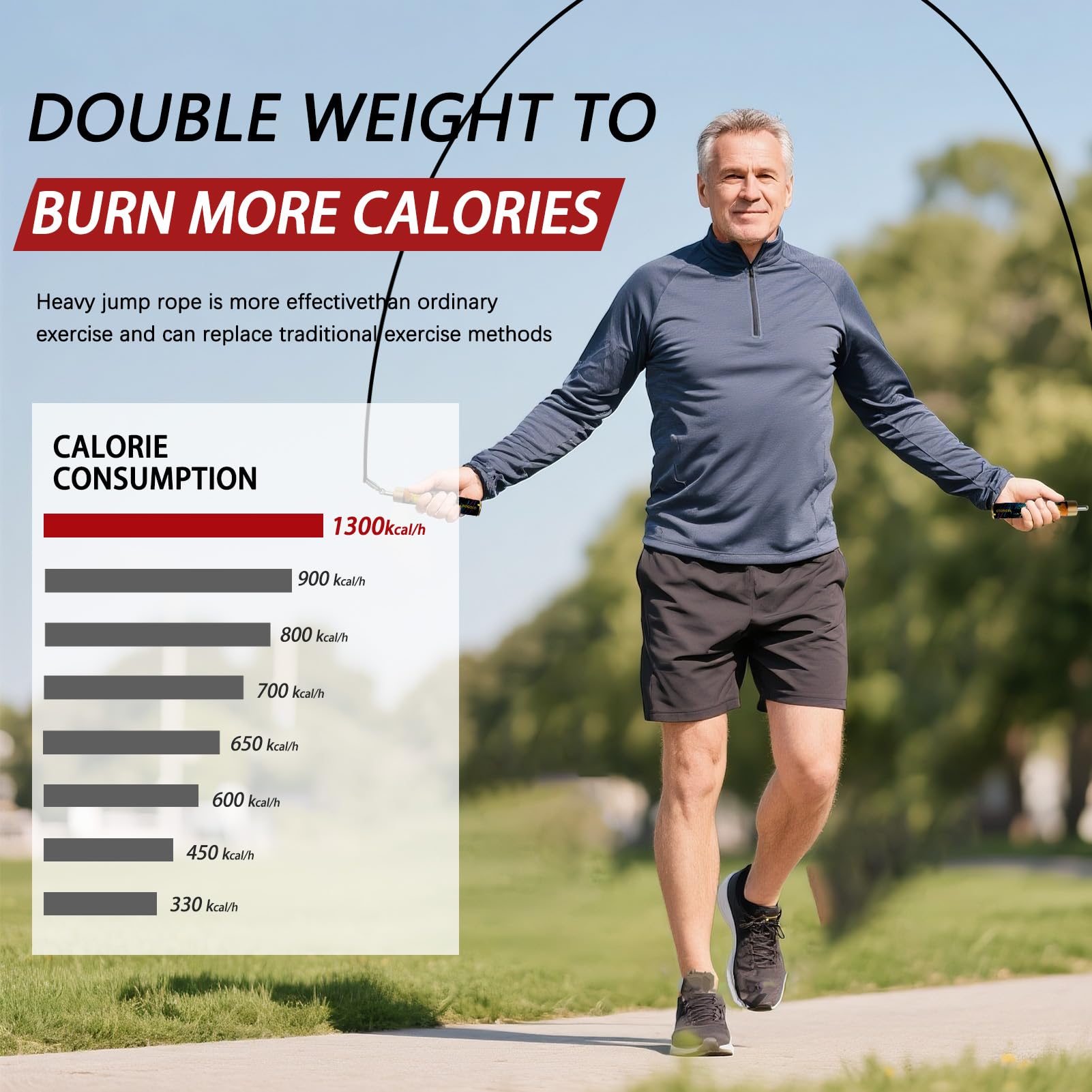 Mogold Weighted Jump Rope for Men Women -Interchangeable 1/5lb 1/4lb 1/2lb Heavy jump ropes - 360 Degree Spin - Length Adjustable,Ergonomics Leather Grip Skipping Rope for Fitness Weight Loss & More