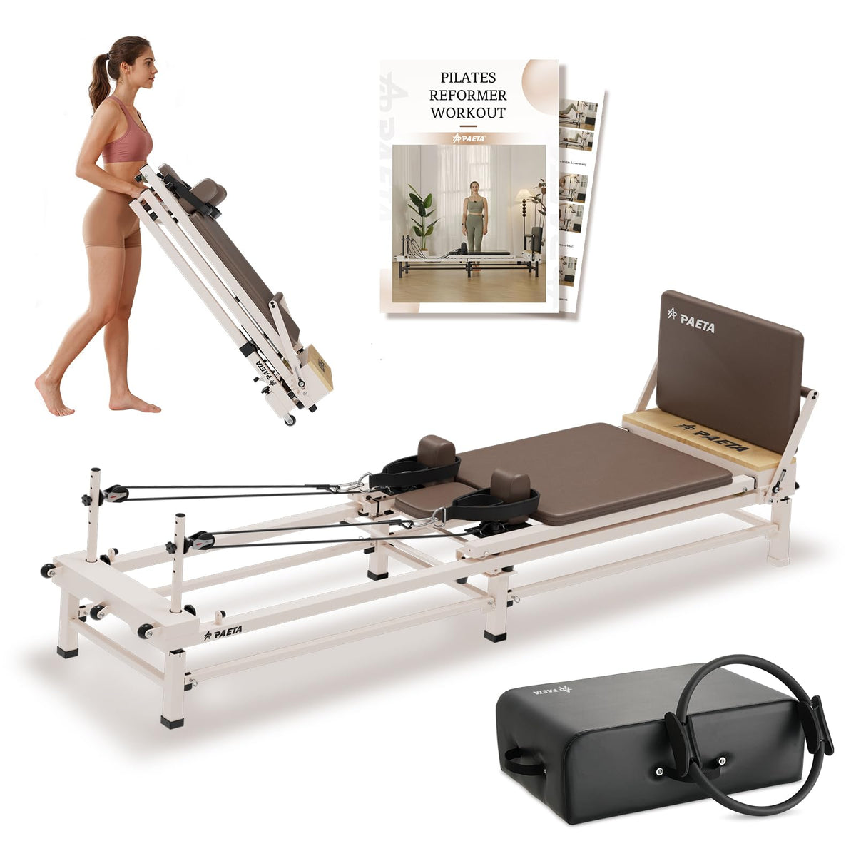 PAETA 86-Inch Foldable Pilates Reformer with Jump Board