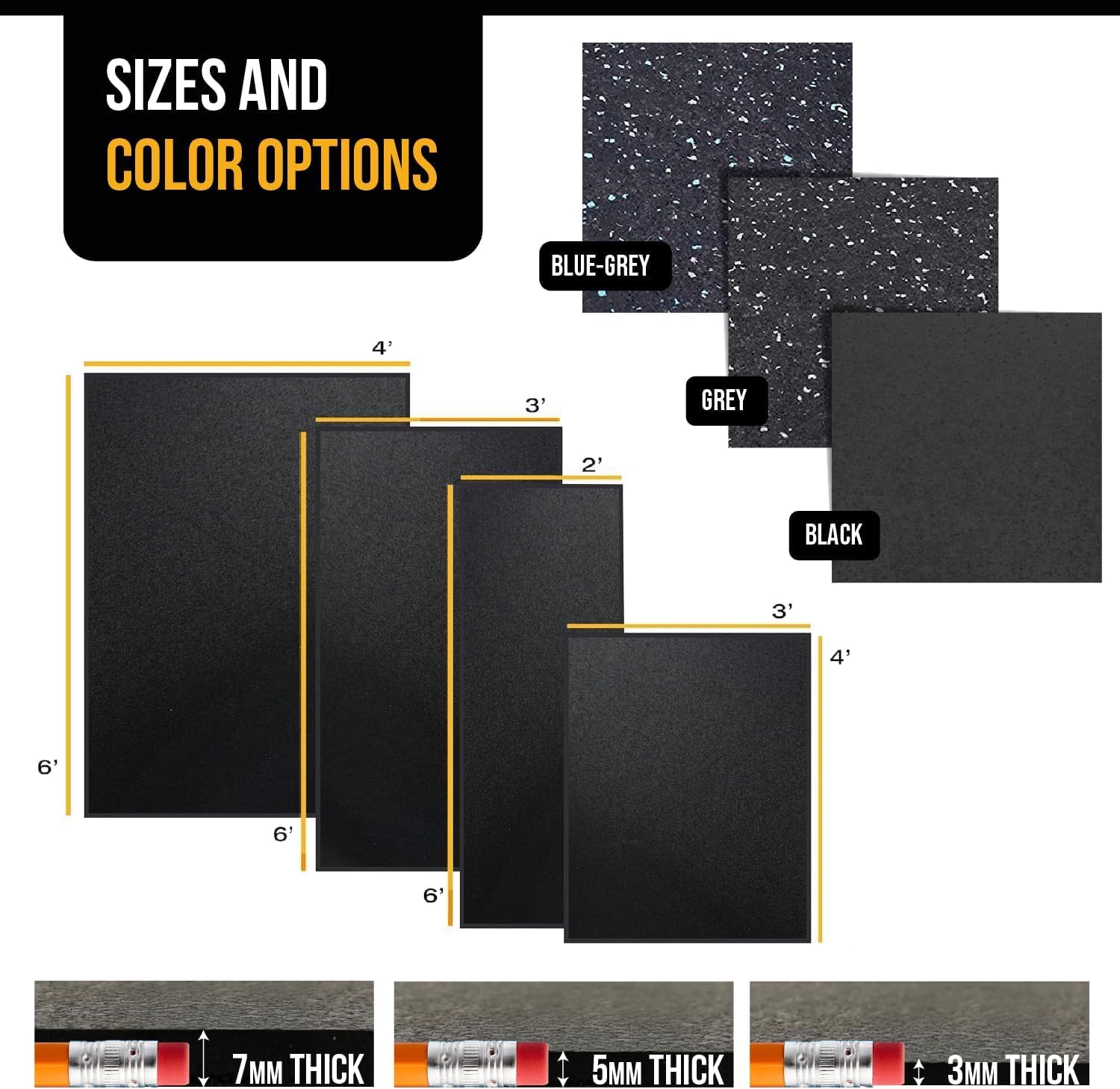 Rubber King Recycled Rubber Exercise Mat for Home Gym Floors