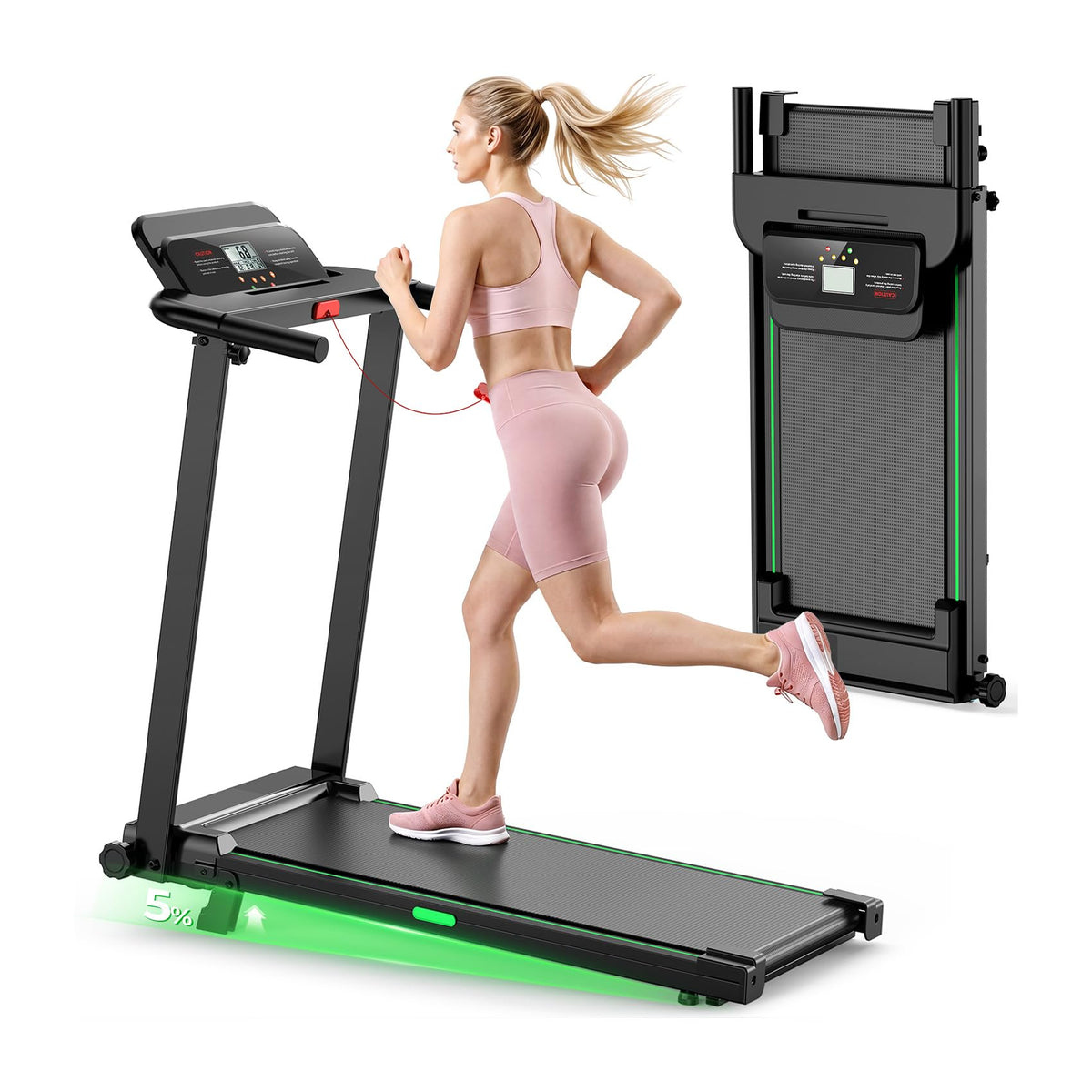 Treadmills for Home, Walking Pad with Incline, Caminadoras para Hacer Ejercicio, 0.6-6.2 MPH Portable Foldable Under Desk Caminadora, Eléctrica Casa Tredmill, Folding Compact Running Machine