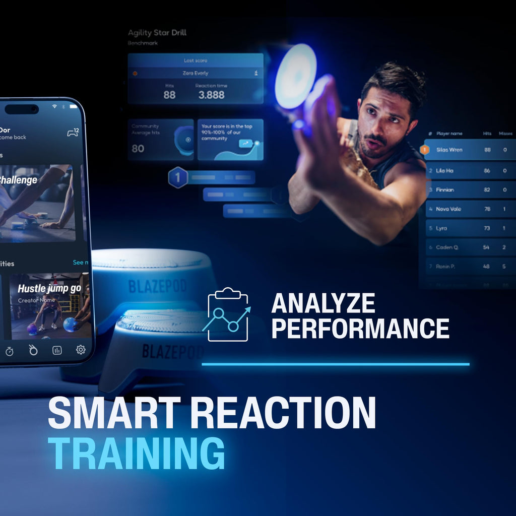 BlazePod Reaction Training Kit Smart Pods for Speed, Agility & Cognitive Drills - Pro-Level Training for Athletes, Trainers, Therapists & Coaches - App Access Included (4 Pods)