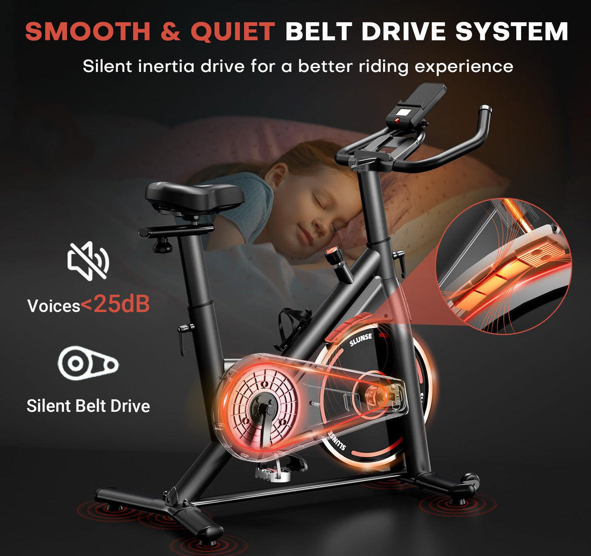 Exercise Bike, Adjustable Magnetic Resistance Stationary Bikes for Home with App Compatible, Silent Indoor Cycling Bike with 350lbs Weight Capacity Comfortable Seat, Digital Monitor & Phone Mount