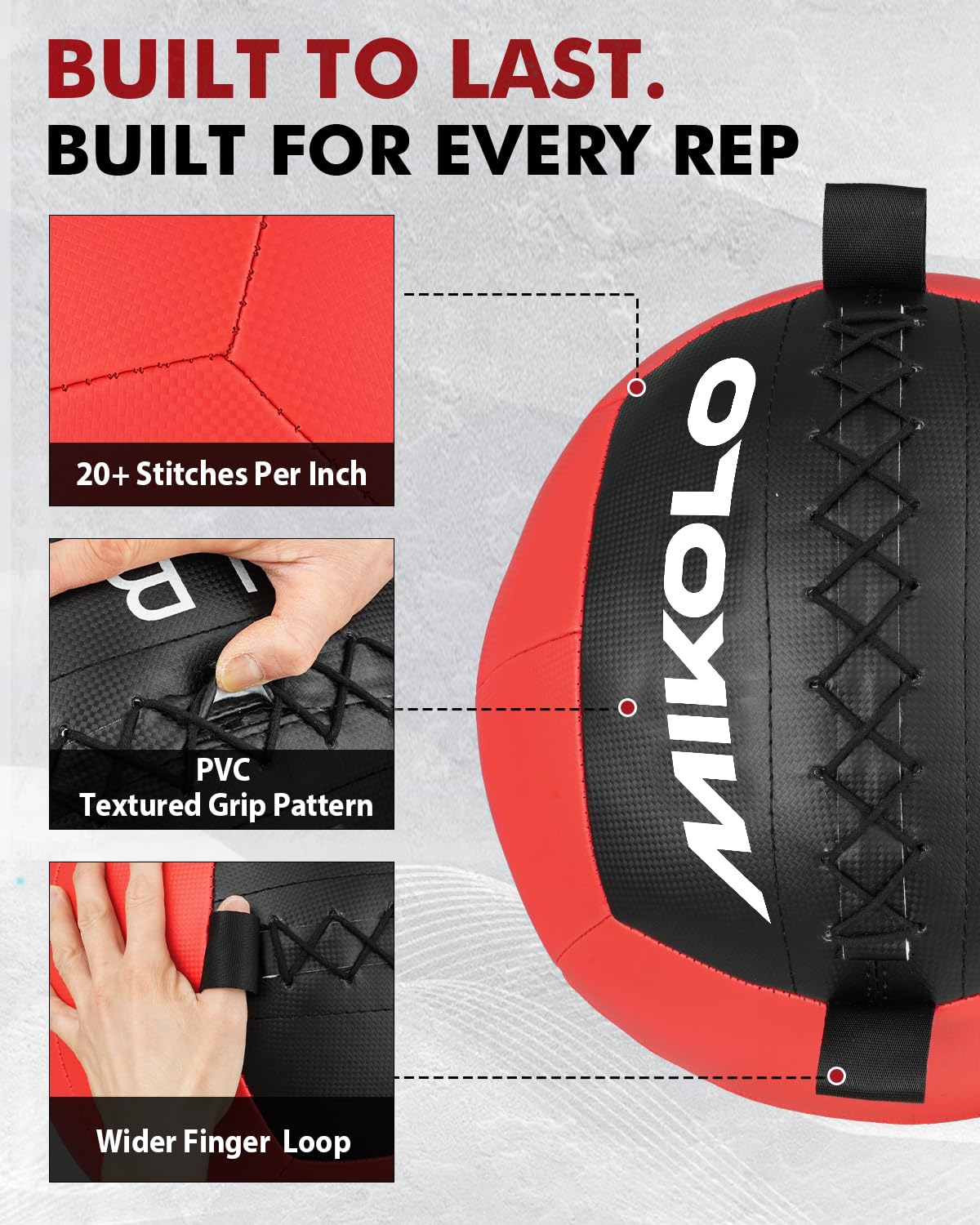 Mikolo Medicine Ball, Wall Ball,Soft Medicine Ball Set,Slam Ball for Core Training, Strength Workouts -Multi-Weight 10lbs 20lbs Exercise Balls for Home Gym, Functional Fitness (10/15/20/25LB)