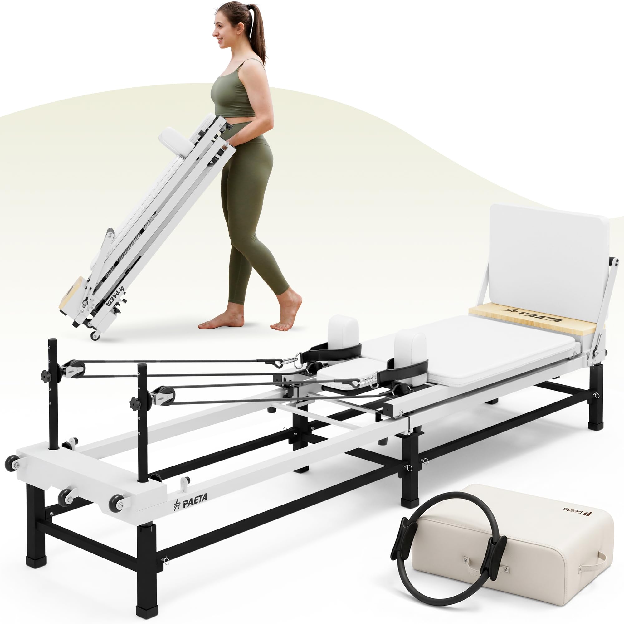 PAETA 86-Inch Foldable Pilates Reformer with Jump Board