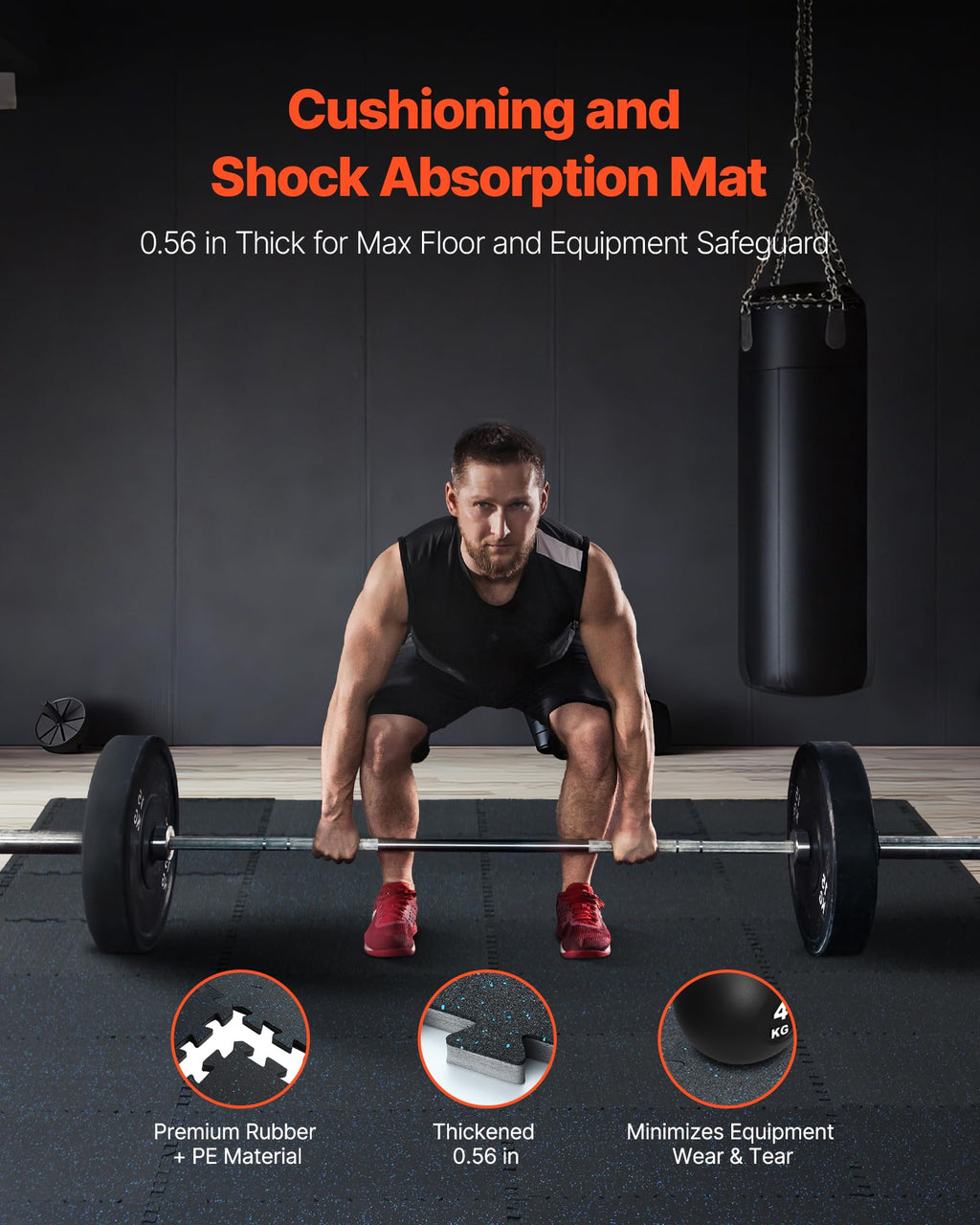 VEVOR Rubber-Top Interlocking Gym Mats with EVA Foam