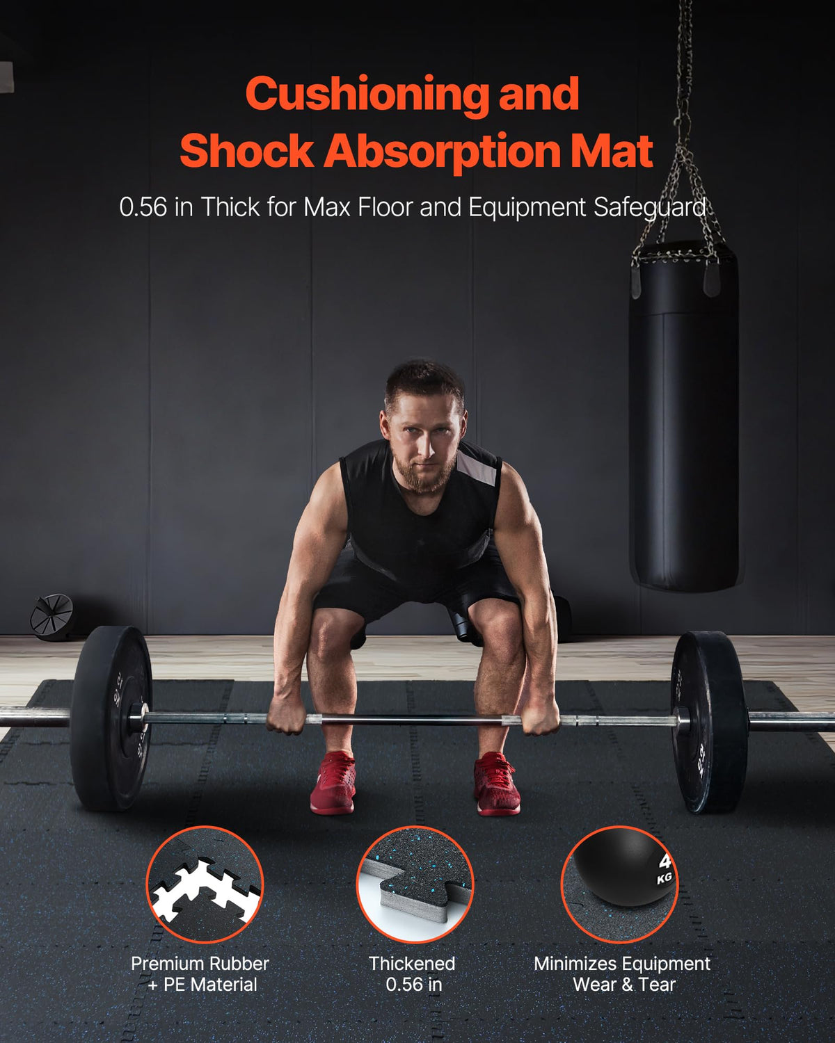 VEVOR Rubber-Top Interlocking Gym Mats with EVA Foam