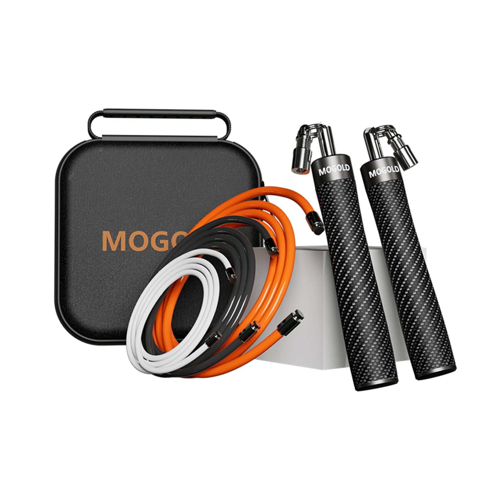 Mogold Weighted Jump Rope for Men Women -Interchangeable 1/5lb 1/4lb 1/2lb Heavy jump ropes - 360 Degree Spin - Length Adjustable,Ergonomics Leather Grip Skipping Rope for Fitness Weight Loss & More