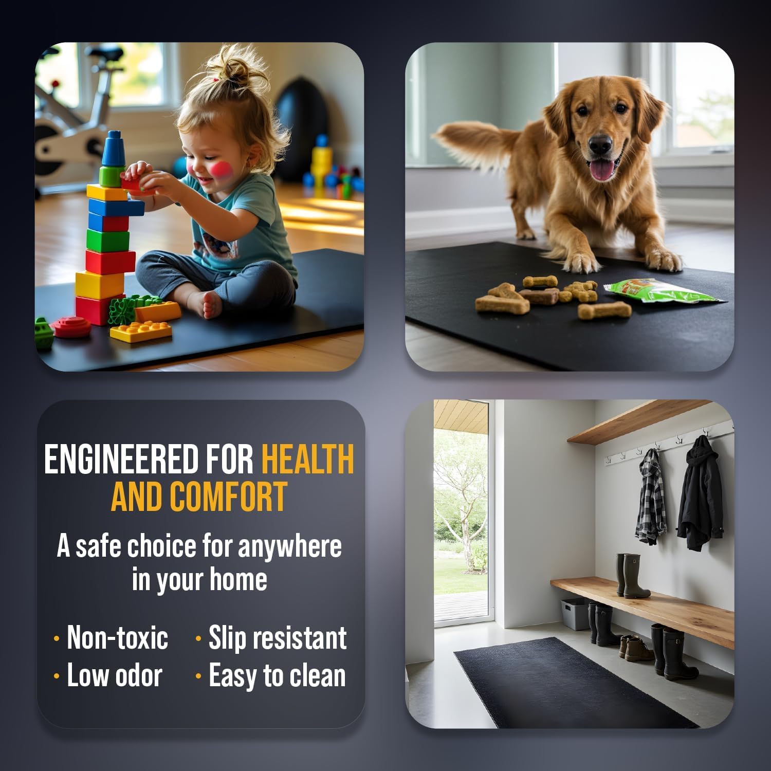 Rubber King Recycled Rubber Exercise Mat for Home Gym Floors