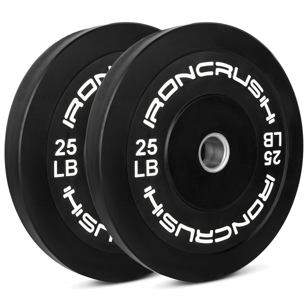 Iron Crush Olympic Bumper Plates Set - Virgin Rubber Weights for Strength Training - Fits 2" Barbells - Sold in Pairs