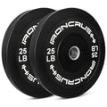 Iron Crush Olympic Bumper Plates Set - Virgin Rubber Weights for Strength Training - Fits 2" Barbells - Sold in Pairs