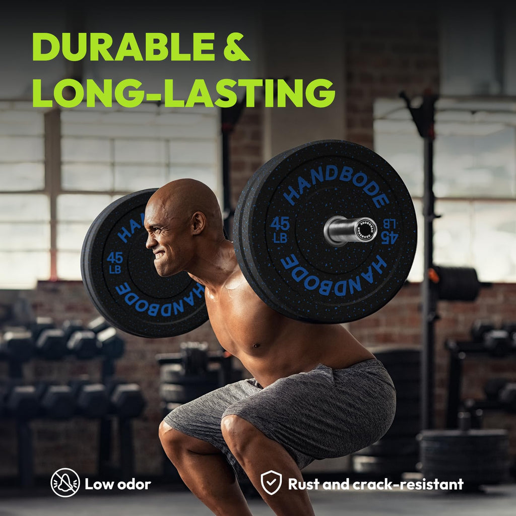 HANDBODE 2-Inch High-Bounce Bumper Plates, Olympic Weight Set, 10-650 lb