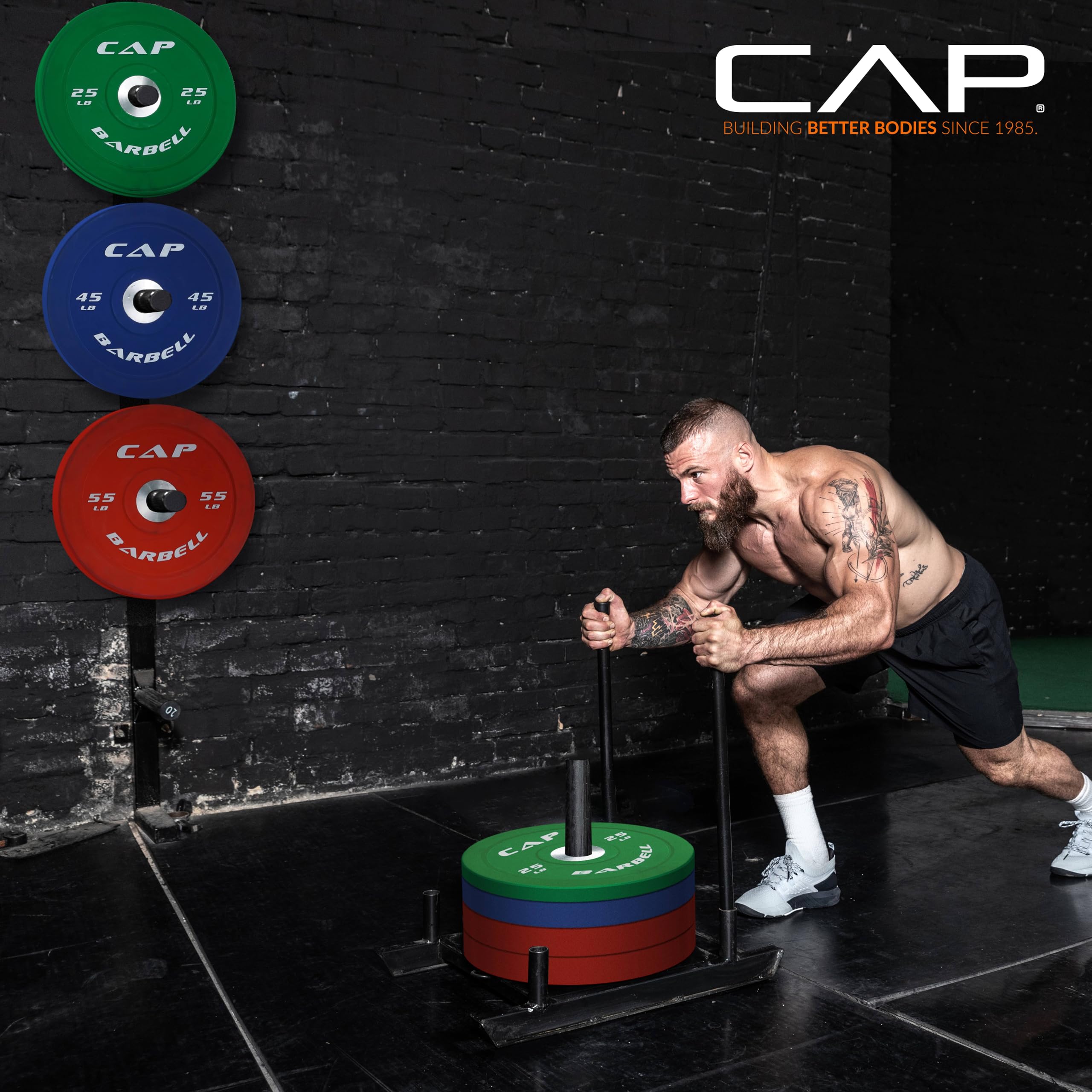 CAP 2-inch Olympic Bumper Plate Weight Set | 100-370 lbs | Multiple Colors | Storage Rack Optional