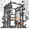 Smith Machine with Cable Crossover System, Multi-Function Power Cage Squat Rack for Home Gym, Power Rack and Packages Weight Sets.