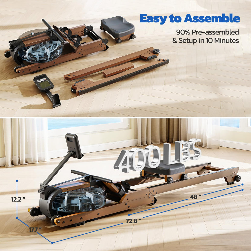 Dripex Water Rowing Machine, Foldable Rowing Machines for Home, Max 400 LBS