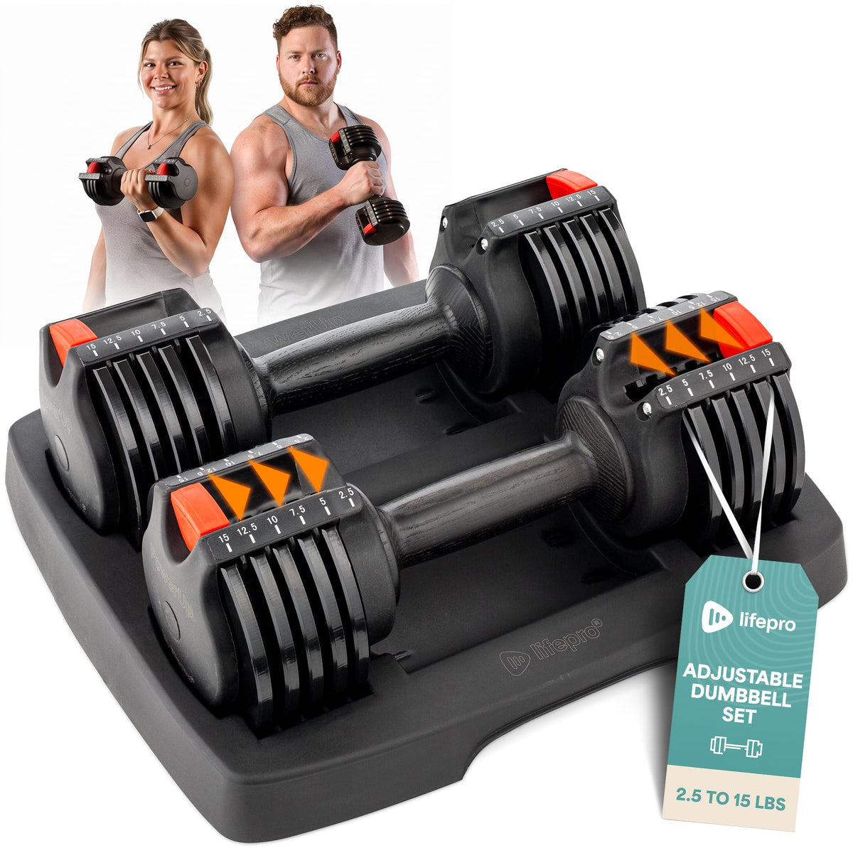 Lifepro Adjustable Dumbbells & Weights for Home Gym, Quick-Adjust