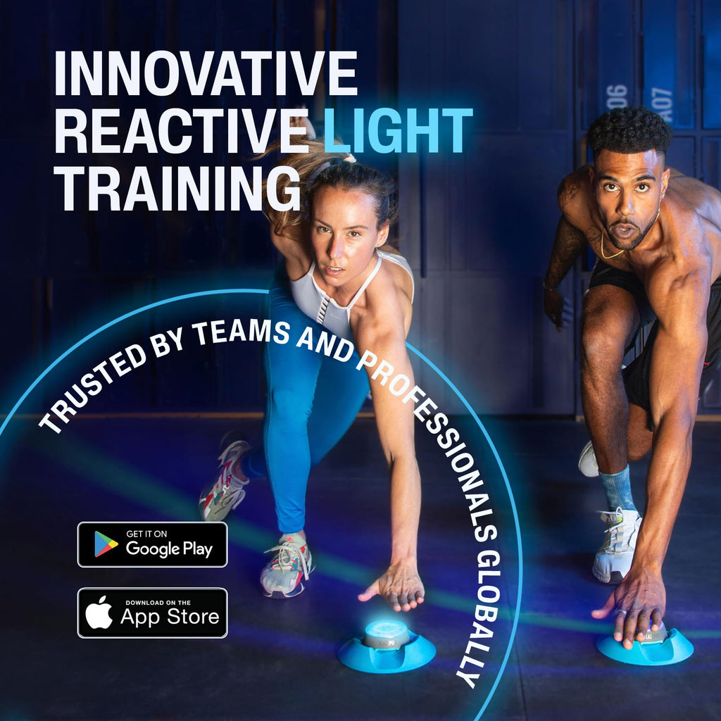 BlazePod Reaction Training Kit Smart Pods for Speed, Agility & Cognitive Drills - Pro-Level Training for Athletes, Trainers, Therapists & Coaches - App Access Included (4 Pods)