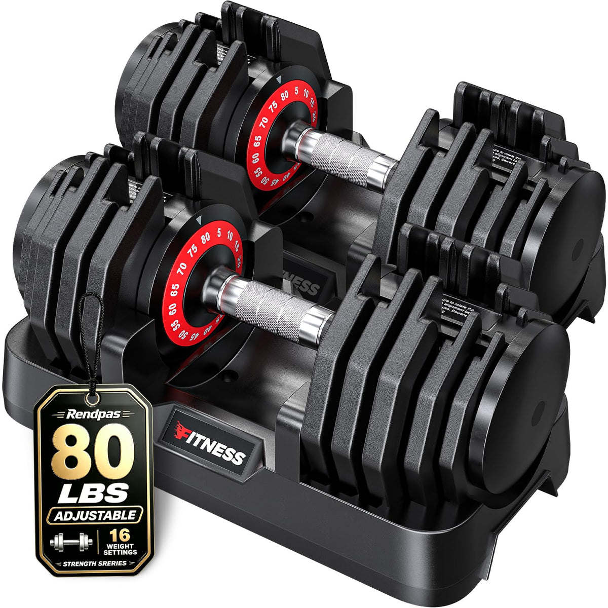 Rendpas Adjustable Dumbbell Set for Home Gym Strength Training