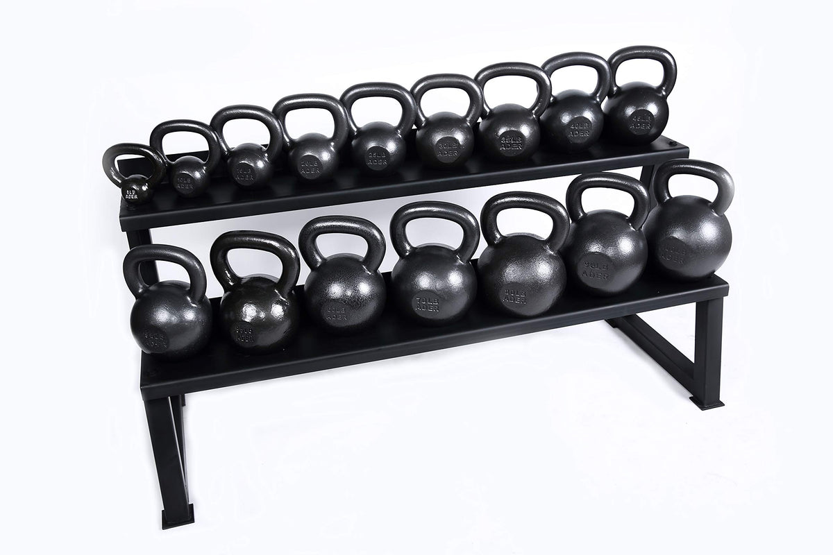 Ader Sporting Goods Premier Kettlebell Set with Kettlebell Rack and Dvd (5,10,15,20,25,30,35,40,45,50, 60Lb)