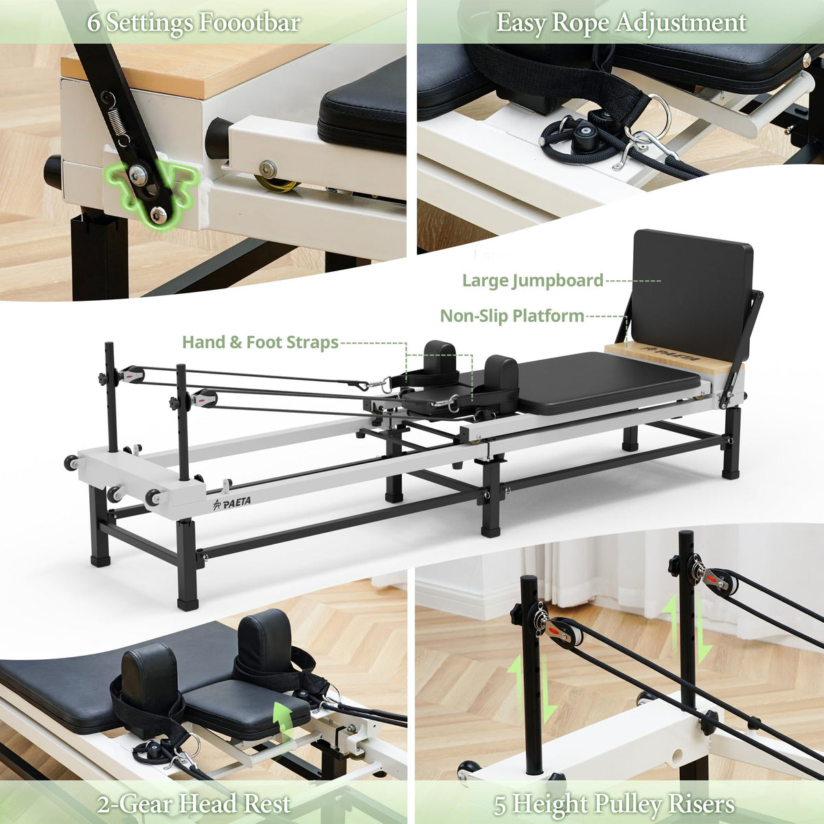 PAETA 86-Inch Foldable Pilates Reformer with Jump Board