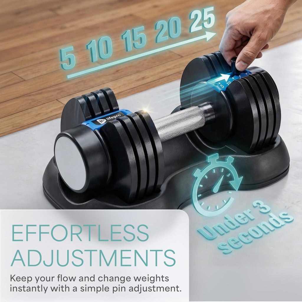 Lifepro Adjustable Dumbbells & Weights for Home Gym, Quick-Adjust