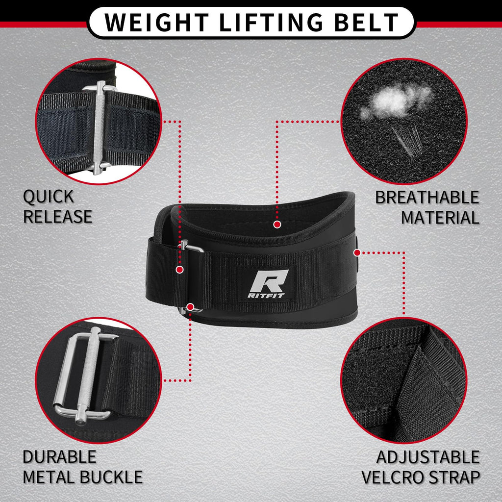 RitFit 6-Inch Weight Lifting Belt for Squats & Deadlifts
