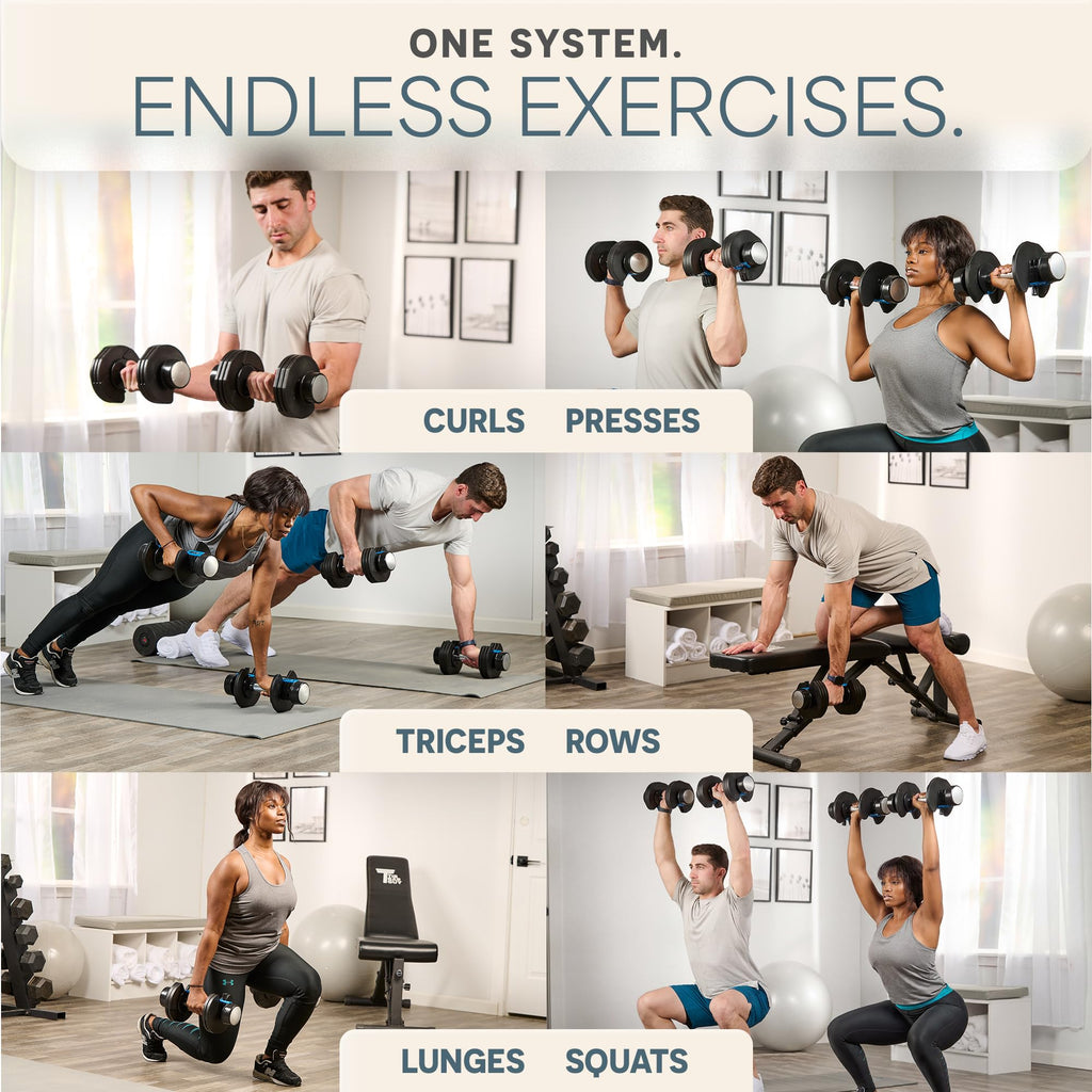 Lifepro Adjustable Dumbbells & Weights for Home Gym, Quick-Adjust