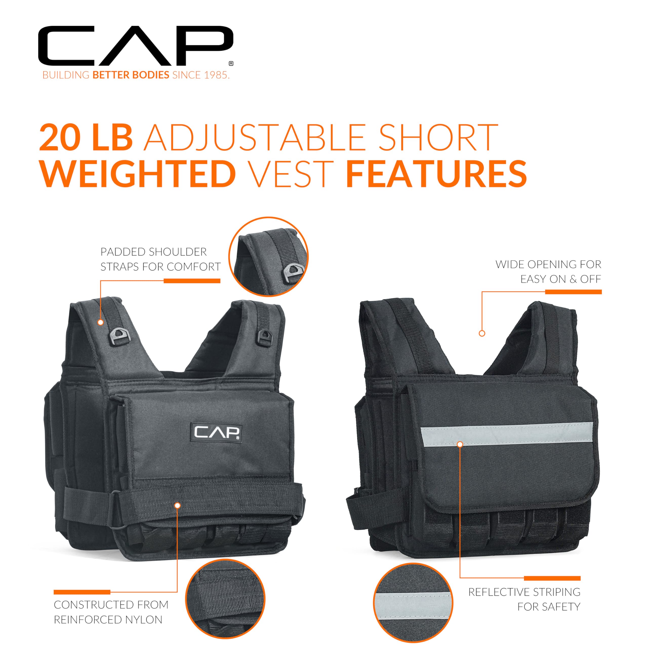 CAP Adjustable Weighted Vest 20–150 lbs for Strength Training, Running & Workouts, Weight Vest for Men & Women, Fitness Training Vest
