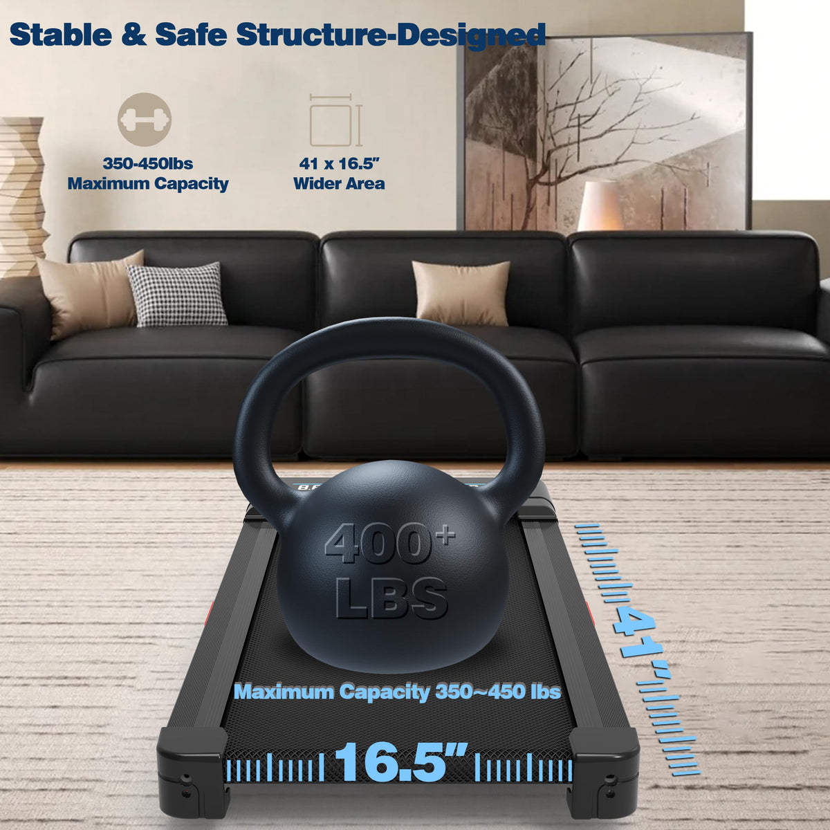 Walking Pad Treadmill 12% Auto Incline, Under Desk Treadmill