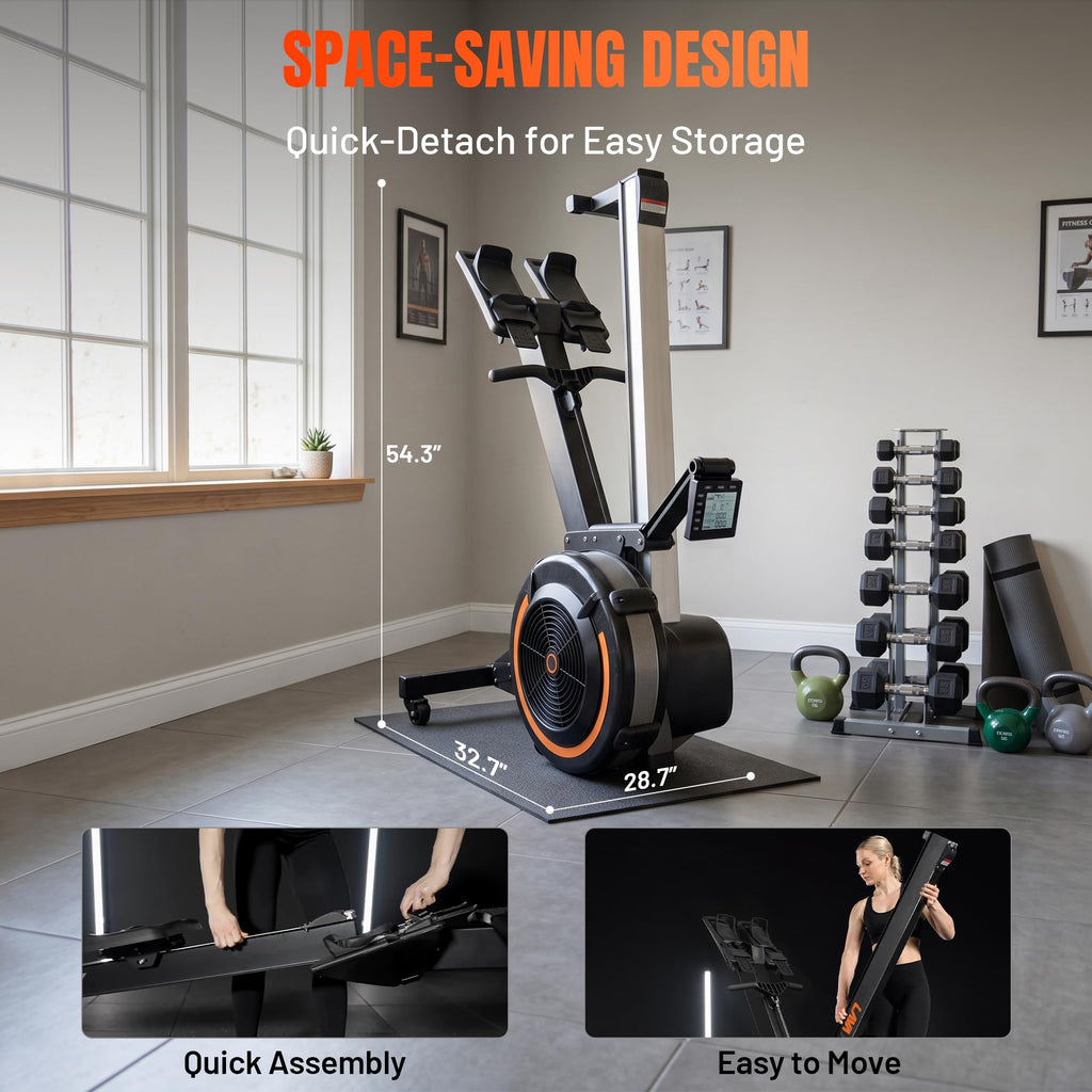 GMWD Air Rowing Machines for Home, 10-Level Adjustable Resistance Professional Rower Machine with Performance Monitor, Ergonomic Comfort Seat, Device Holder & Easy Storage, Lava Flow Series