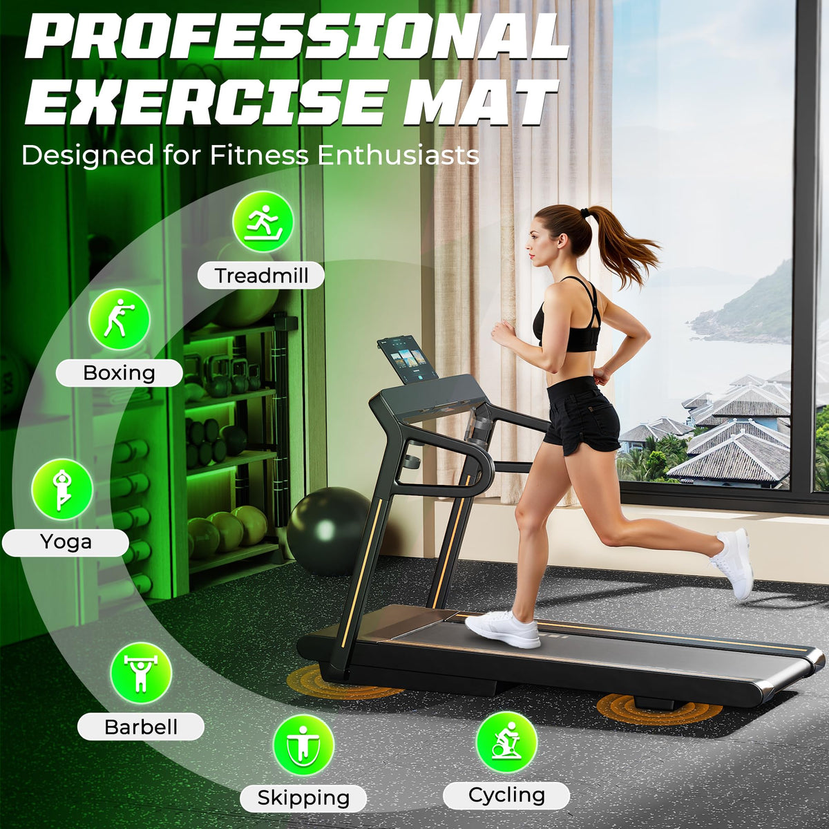 PRAISUN 0.56-Inch Heavy-Duty Rubber-Top Gym Mats