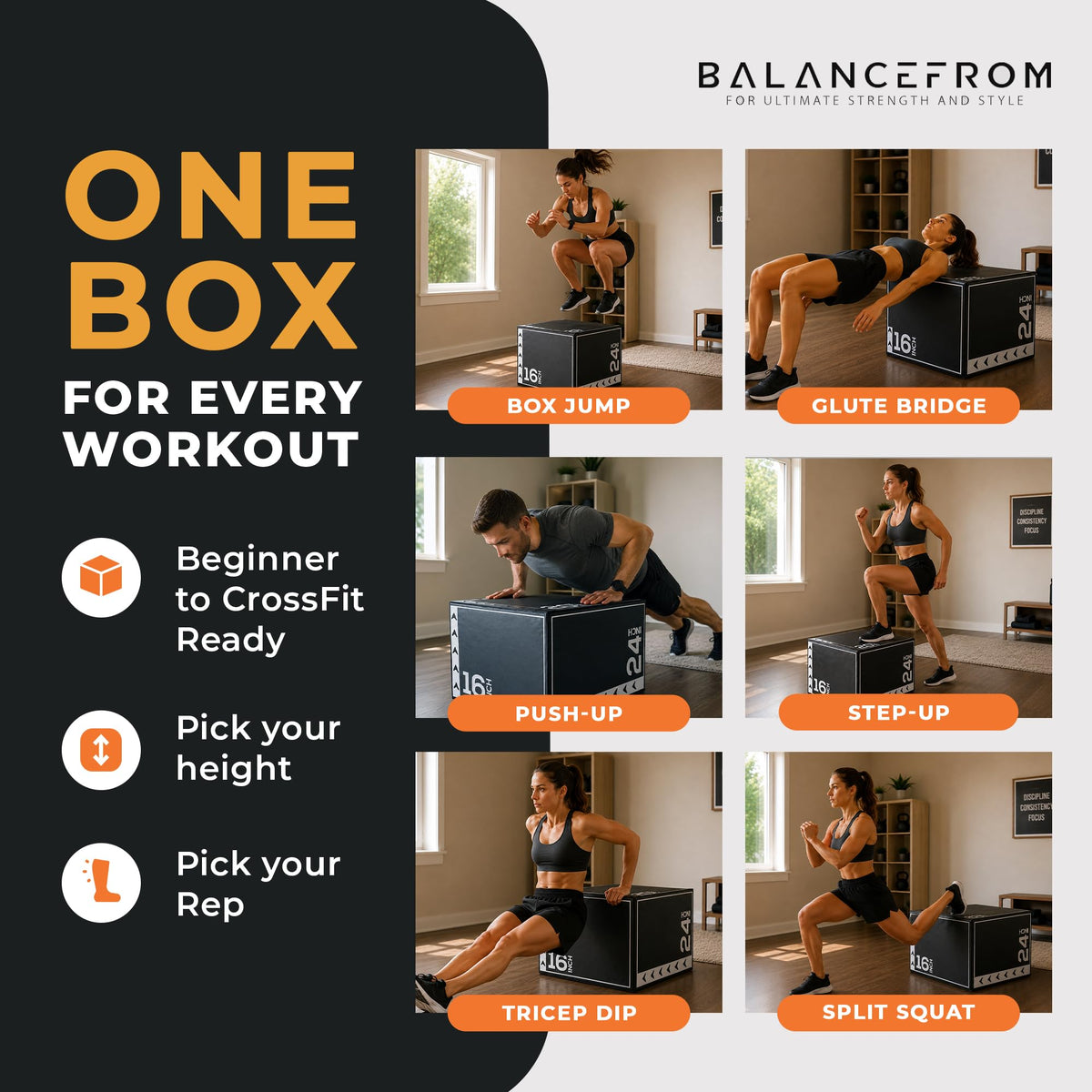 BalanceFrom 3-in-1 Foam Plyometric Jump Box for Home Gym with Multiple Height Options – Versatile Plyo with Non-Slip Surface for Strength, HIIT, Step-Ups, and Agility Training
