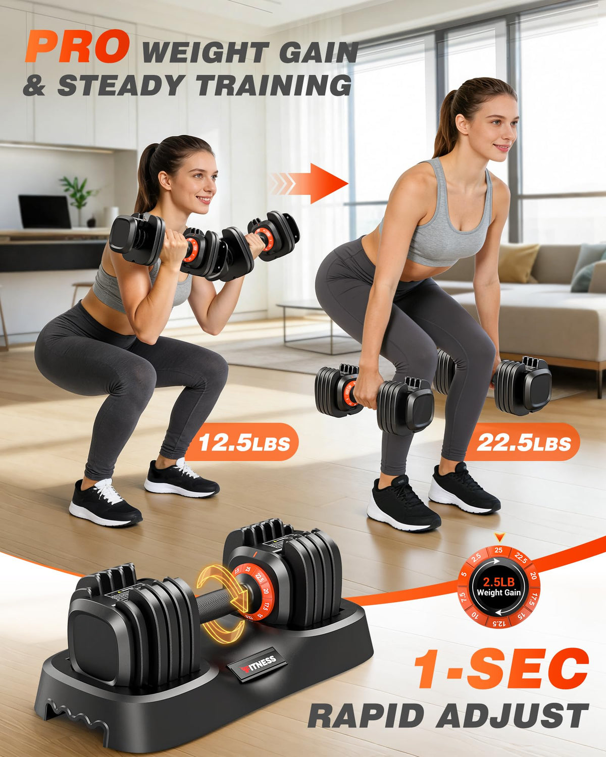 Rendpas Adjustable Dumbbell Set for Home Gym Strength Training
