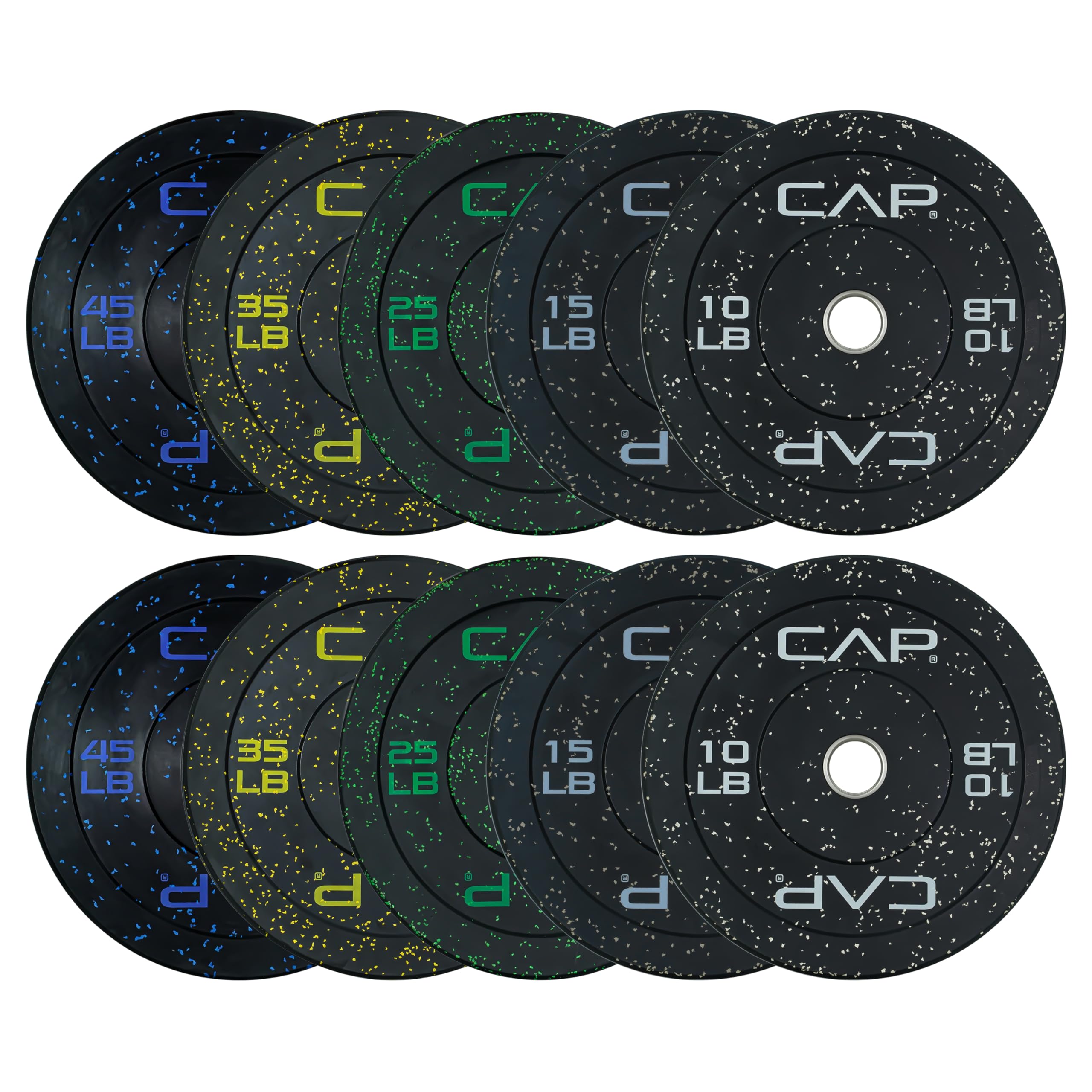 CAP Olympic Bumper Plate Weight Set 100–370 lb