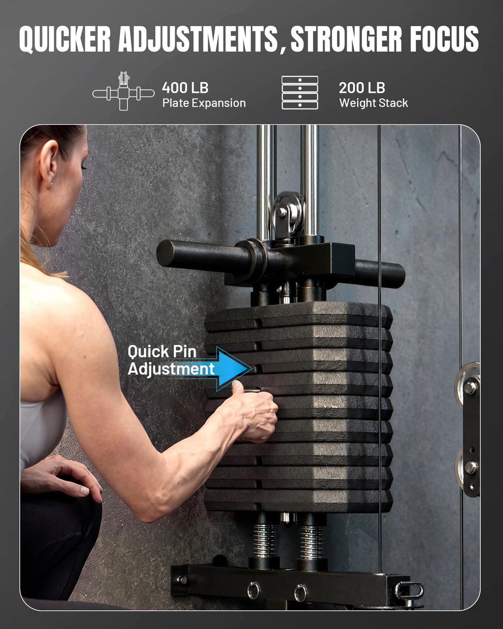 Mikolo Folding Squat Rack, Wall Mounted Power Rack with Cable Crossover Machine & LAT Pull Down, Functional Trainer with 5 Adjustable Function Modes, Home Gym Package
