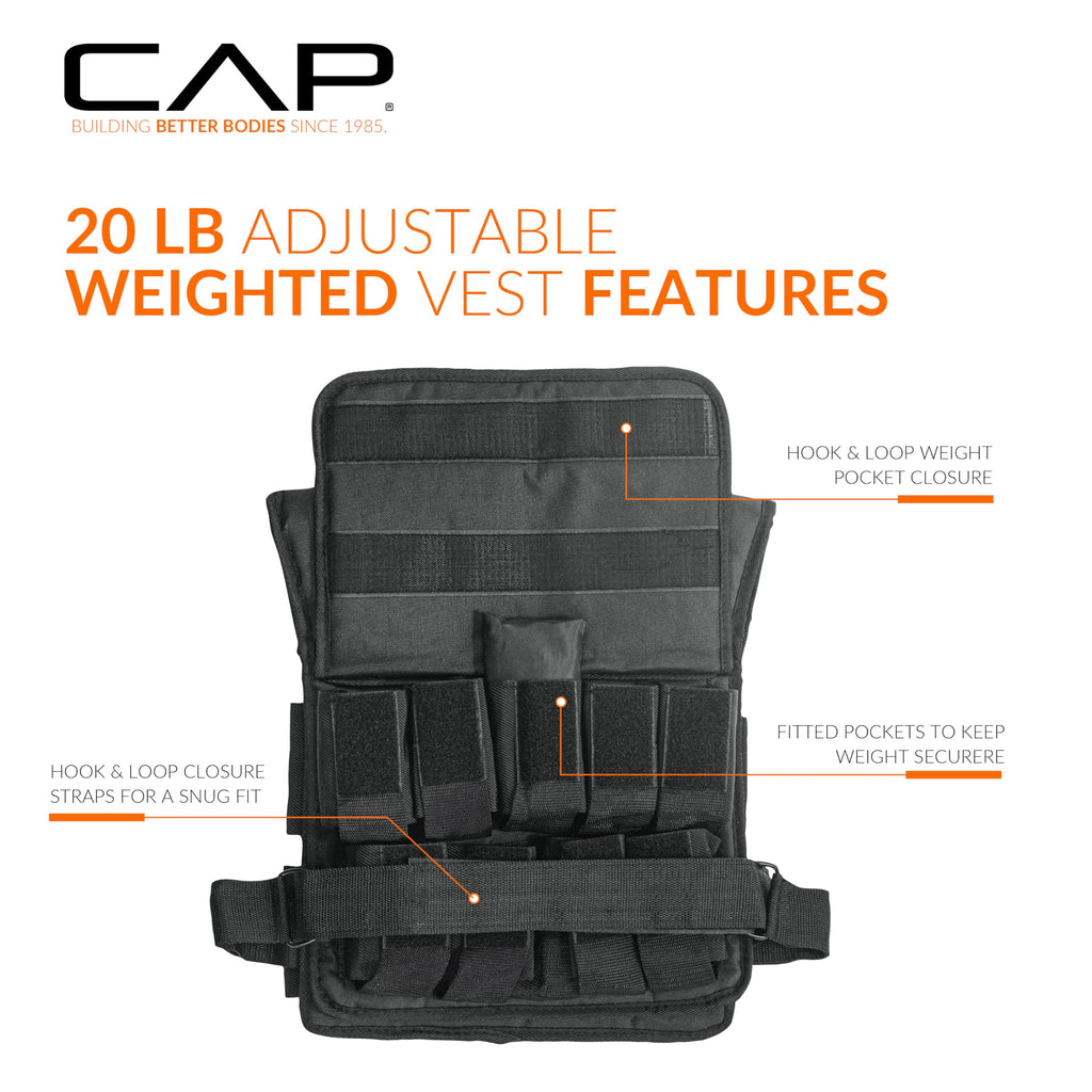 CAP Adjustable Weighted Vest 20–150 lbs for Strength Training, Running & Workouts, Weight Vest for Men & Women, Fitness Training Vest