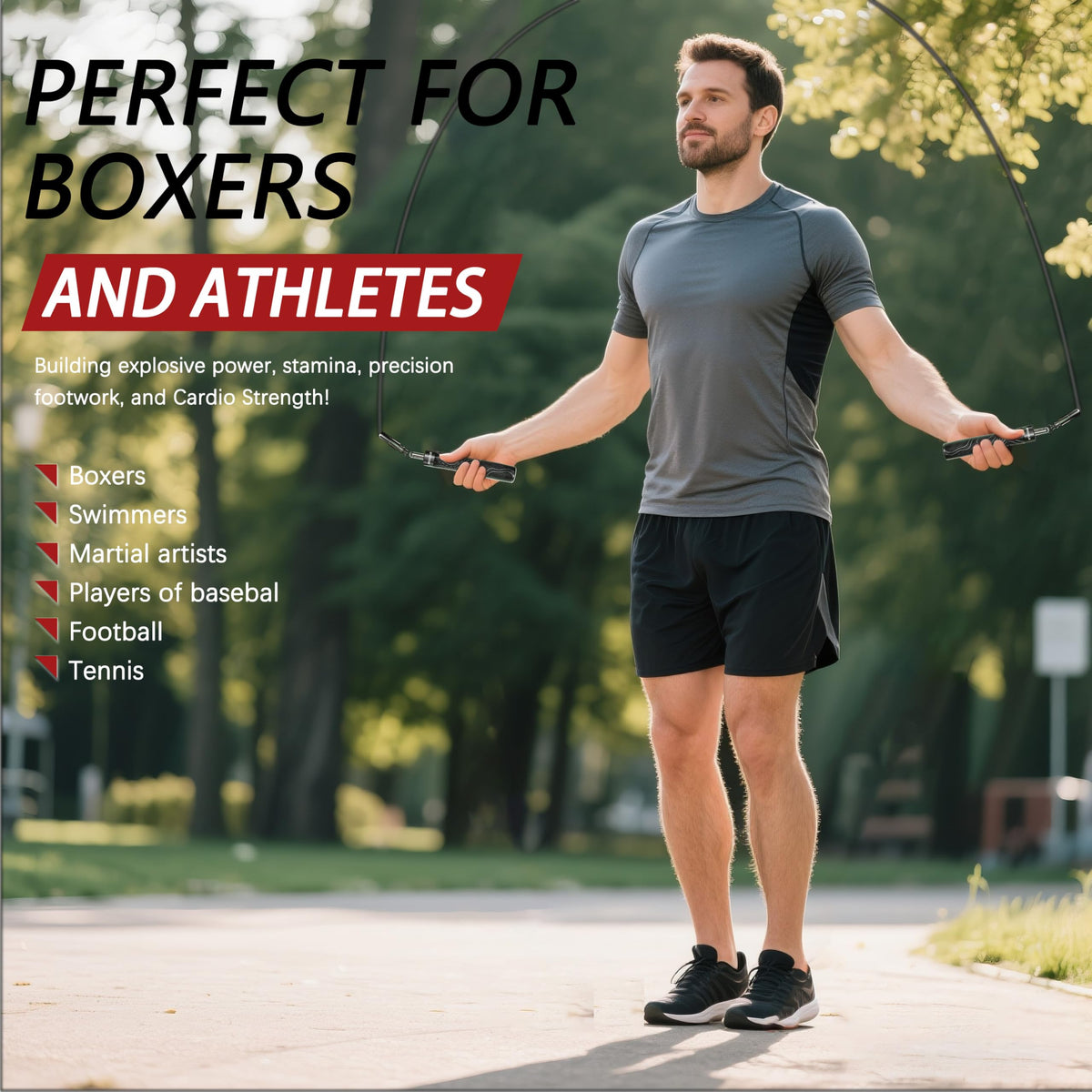 Mogold Weighted Jump Rope for Men Women -Interchangeable 1/5lb 1/4lb 1/2lb Heavy jump ropes - 360 Degree Spin - Length Adjustable,Ergonomics Leather Grip Skipping Rope for Fitness Weight Loss & More