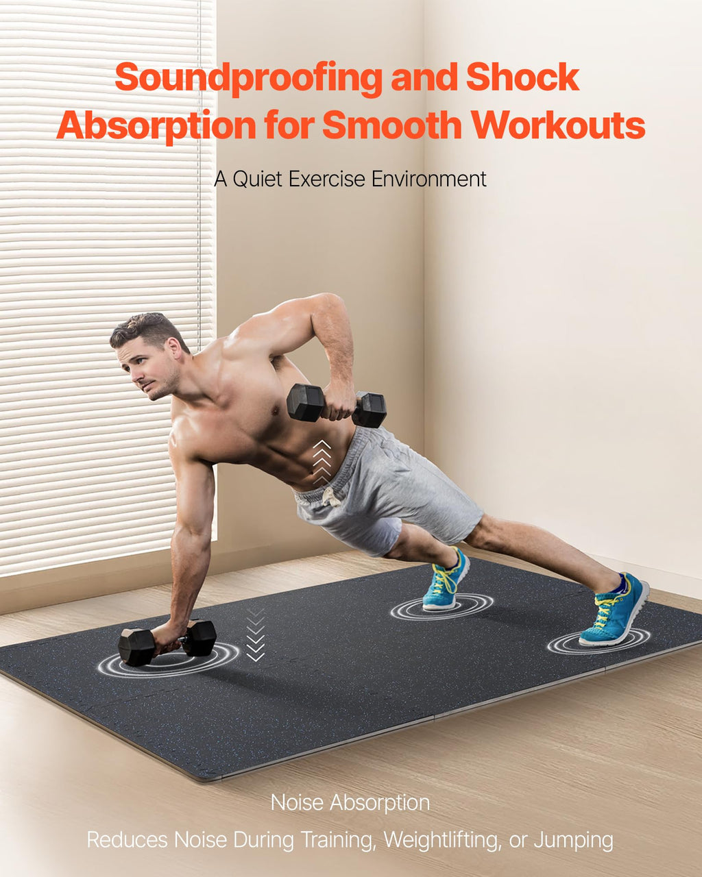 VEVOR Rubber-Top Interlocking Gym Mats with EVA Foam