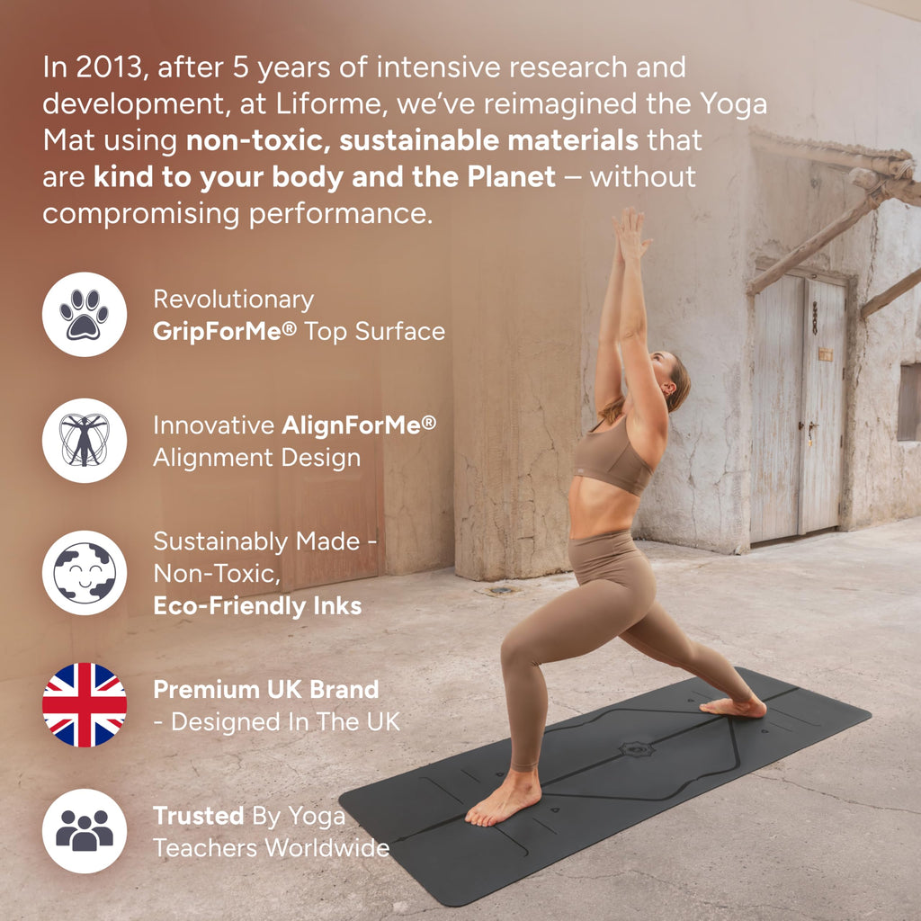 Liforme Printed Yoga Mat - Patented Alignment Design, Ultimate Grip