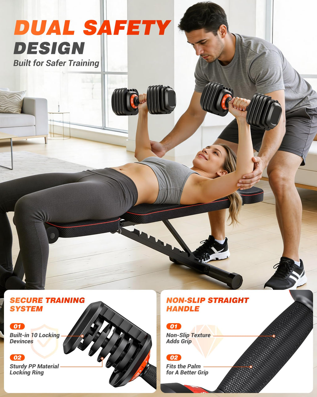 Rendpas Adjustable Dumbbell Set for Home Gym Strength Training