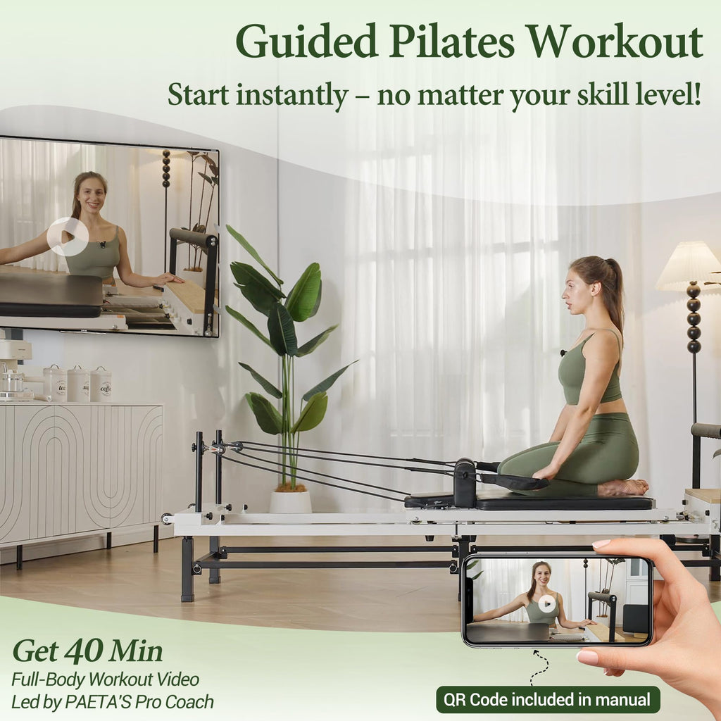 PAETA 86-Inch Foldable Pilates Reformer with Jump Board