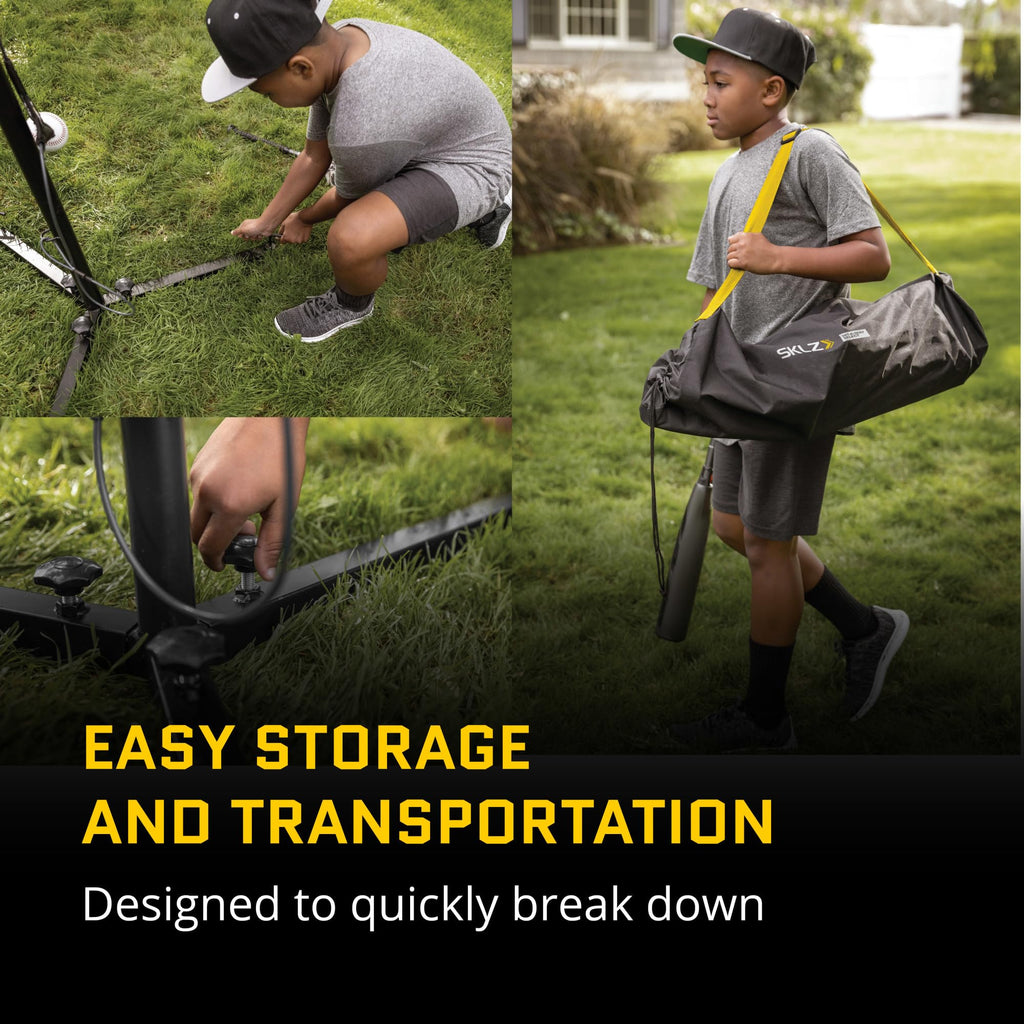 SKLZ Hit-A-Way Youth Baseball Swing Trainer, Portable Solo Batting Practice with Stand, Tethered Ball for Hitting Drills, Ages 13 and Under