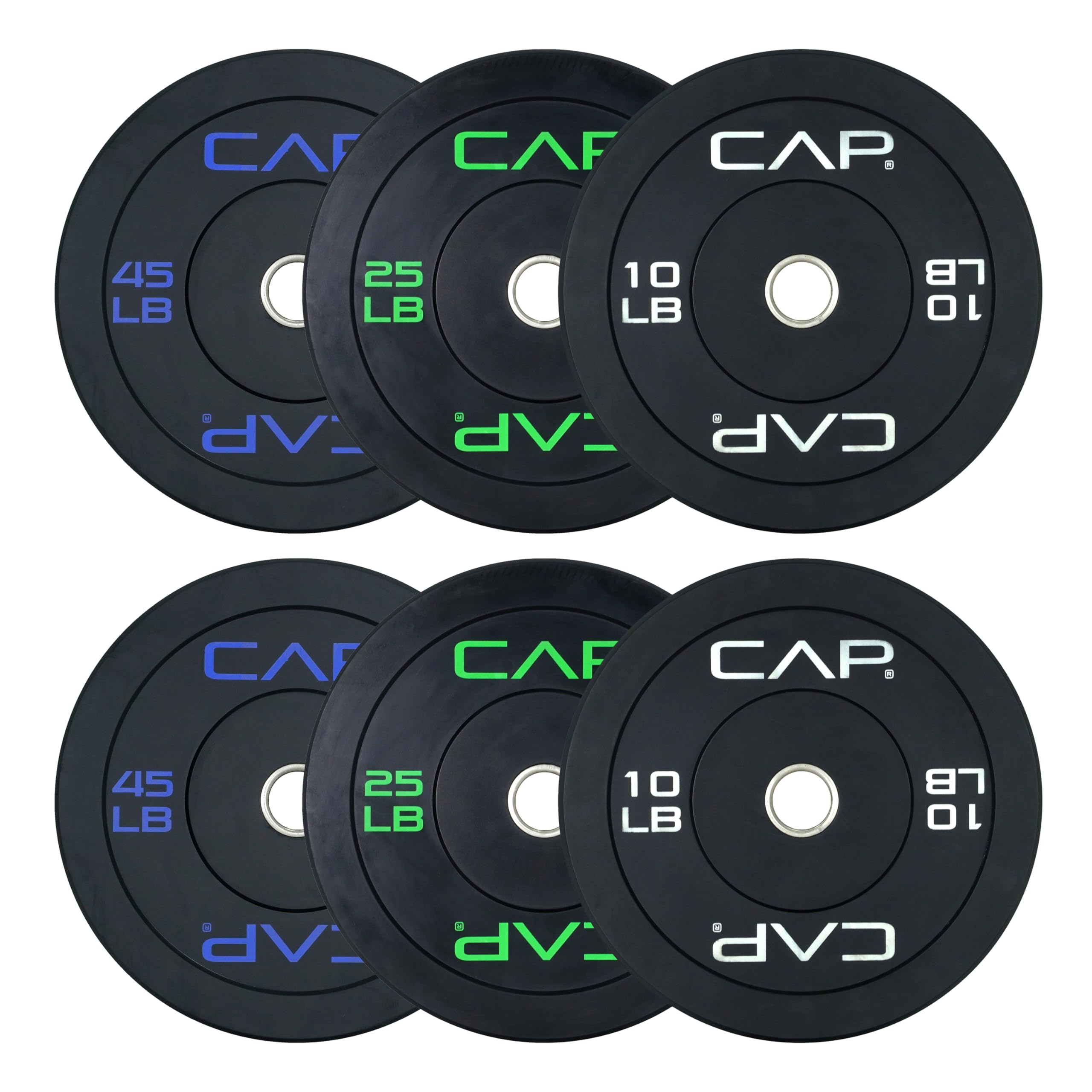 CAP Olympic Bumper Plate Weight Set 100–370 lb