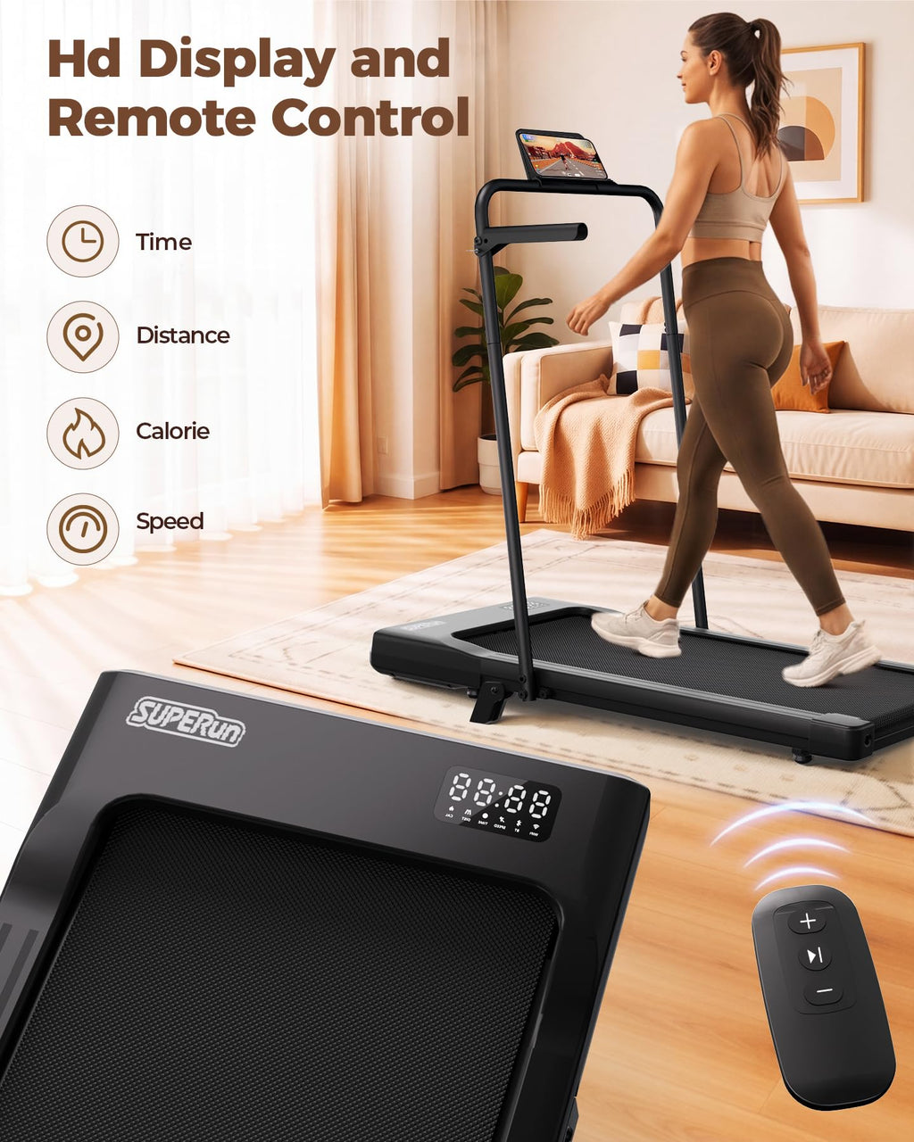 Superun Walking Pad with 6% Incline, 2.5HP Treadmill, 0.6-3.8 MPH, 300 lbs