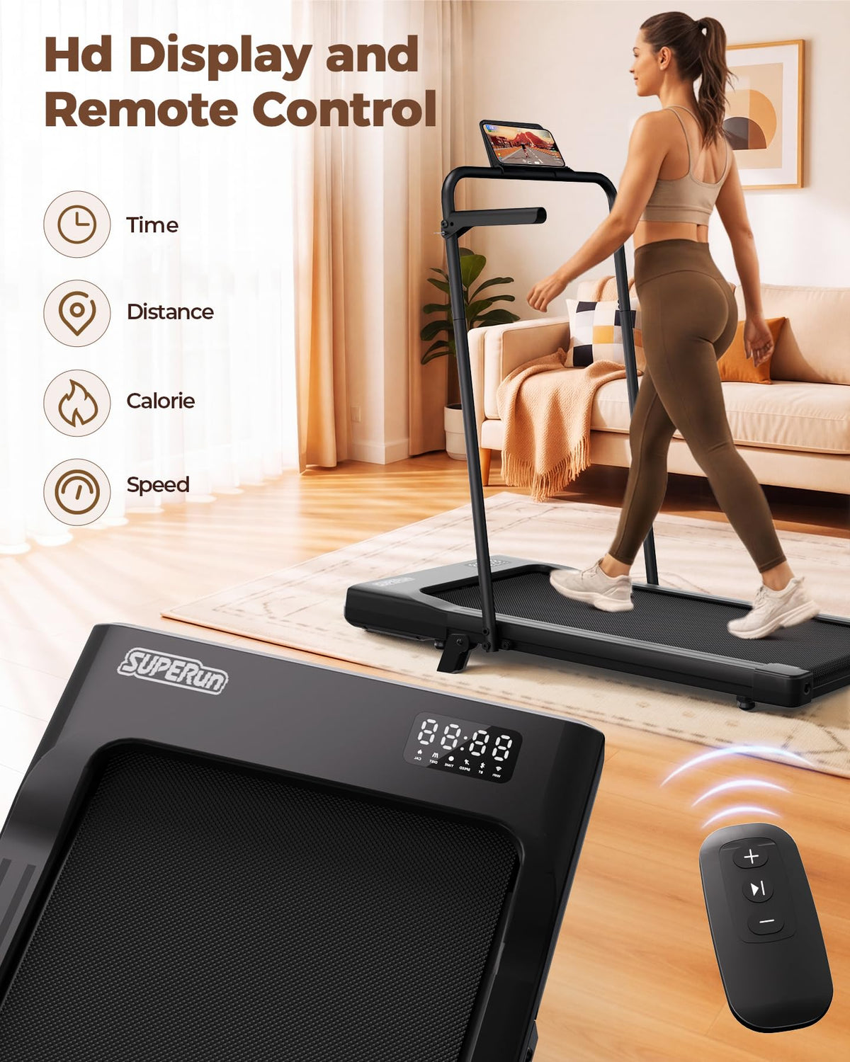 Superun Walking Pad with 6% Incline, 2.5HP Treadmill, 0.6-3.8 MPH, 300 lbs