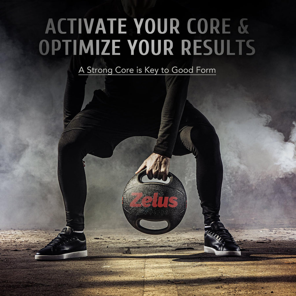 ZELUS Medicine Ball with Dual Grip| 10/20 lbs Exercise Ball |Weight Ball with Handles| Textured Grip Exercise Ball |Strength Training| Core Workouts