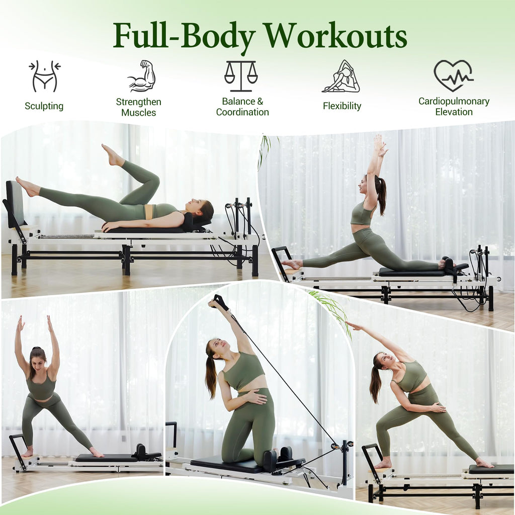PAETA 86-Inch Foldable Pilates Reformer with Jump Board